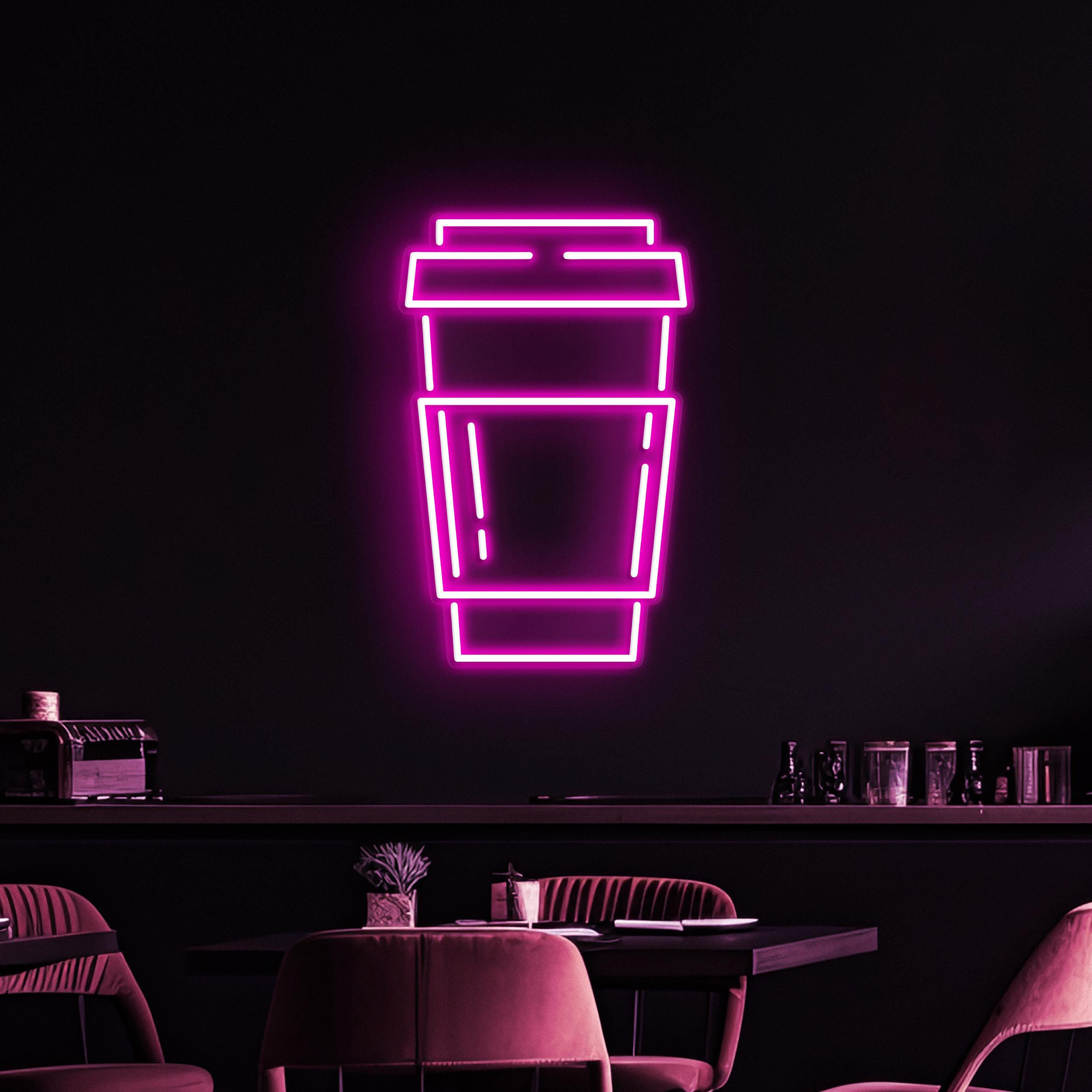 Coffee Cup Neon Sign, Coffee Cup LED Light, Coffee Shop Wall Art, Cafe and Bar Neon Light, Kitchen Wall Decor, Takeaway Coffee Neon Art