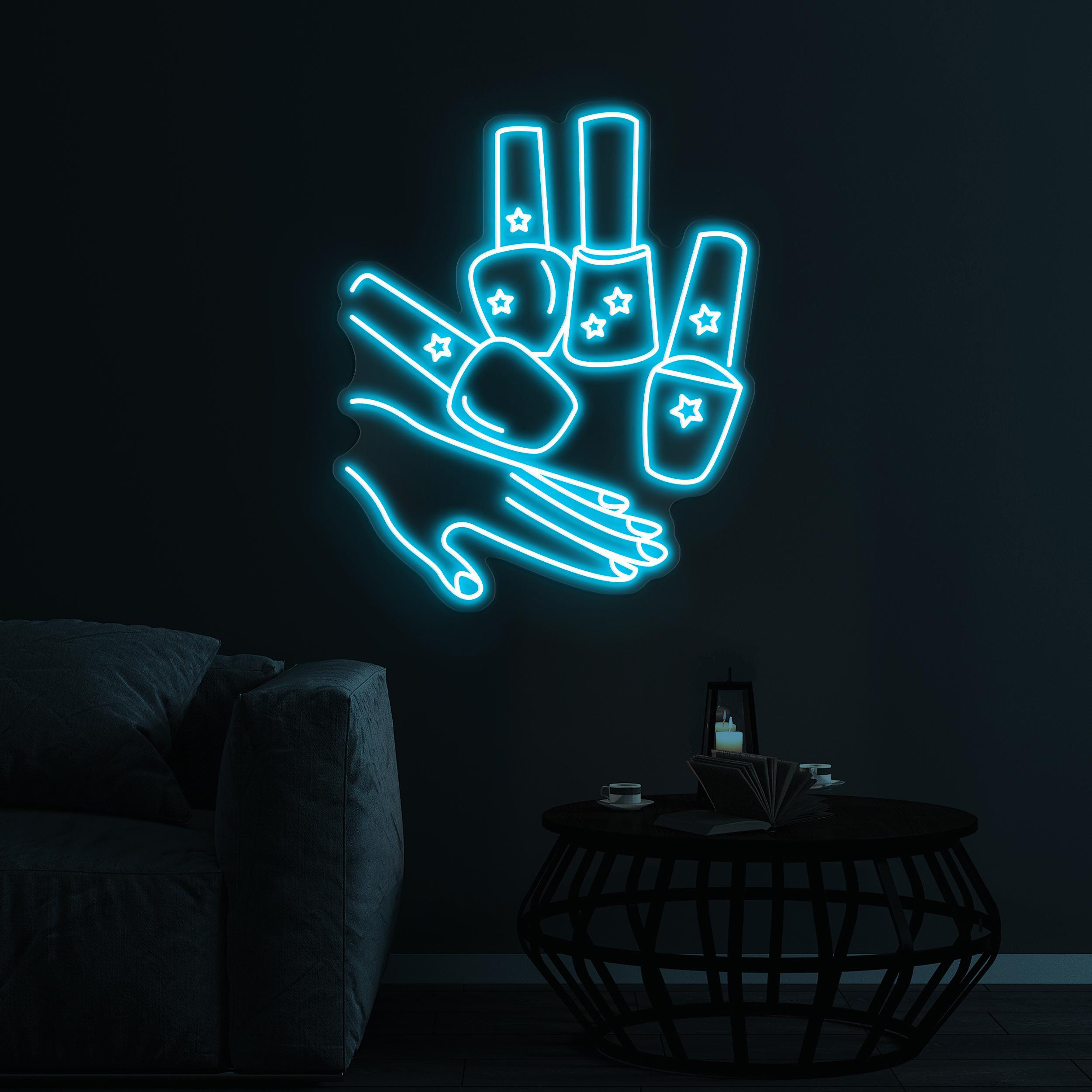 Hand & Nail Polish Neon Sign, Nail Polish LED Light, Nail Polish Hand LED Neon Art, Salon Neon Sign, Nail Artist Home Decor, Girly Room Art
