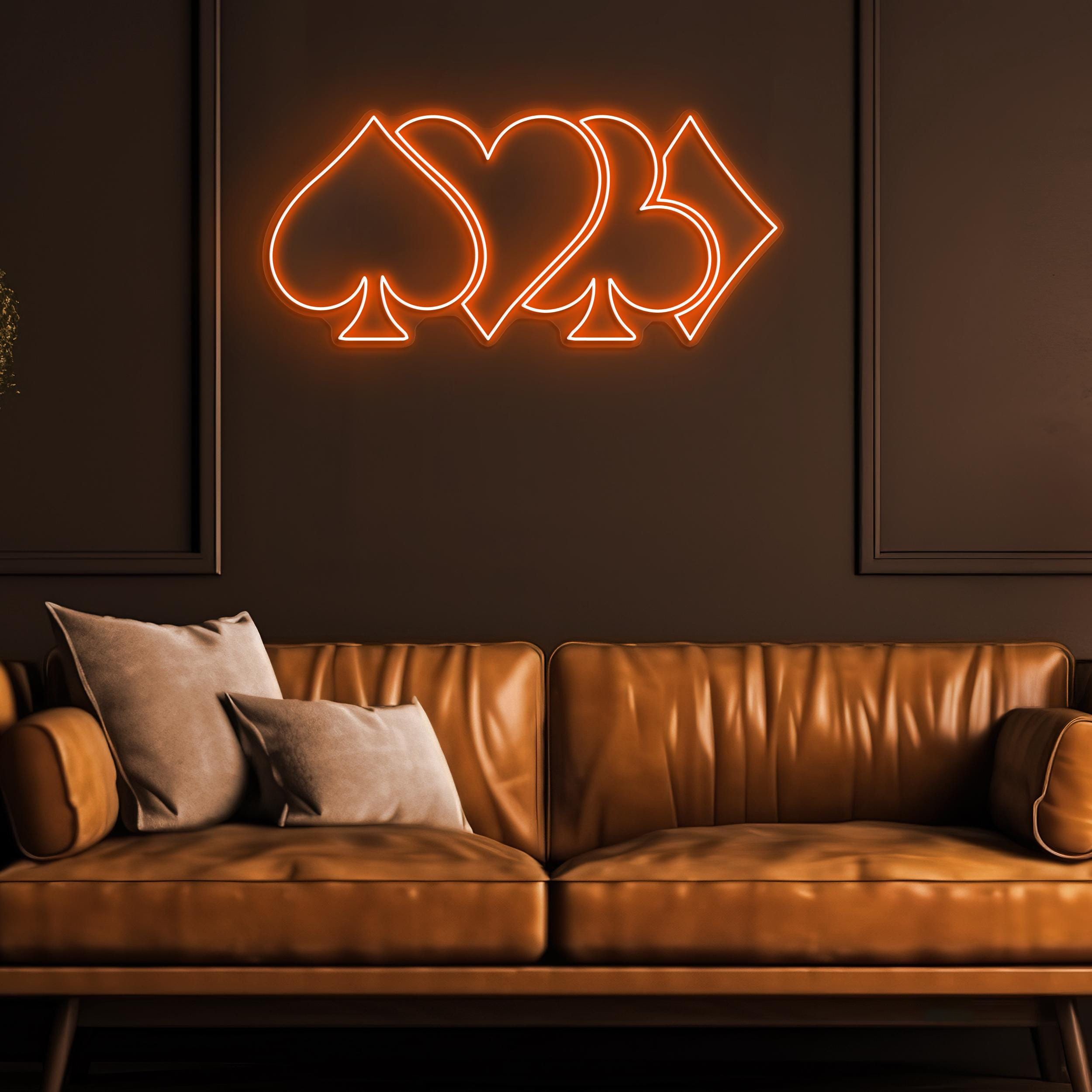 Poker Suits Neon Sign, Poker Suits LED Light, Poker Card Symbol Wall Decor, Playing Cards Wall Art, Casino Logo Decor, Game Room Wall Art