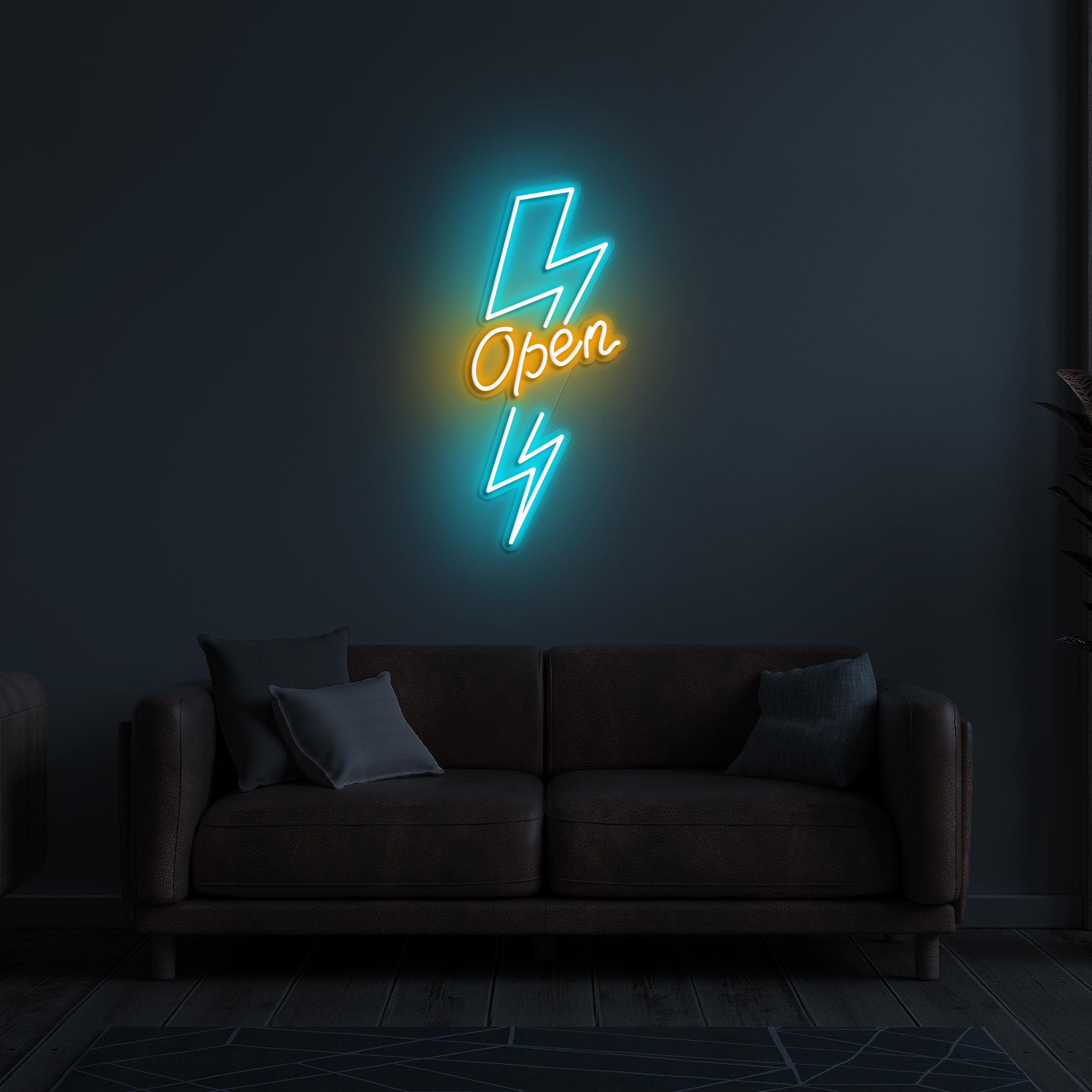 Open Neon Sign, Open LED Light, Electric Open LED Neon Art, Lightning Open Sign, Decor for Cafe, Bar and Shops, Business Logo Neon Sign