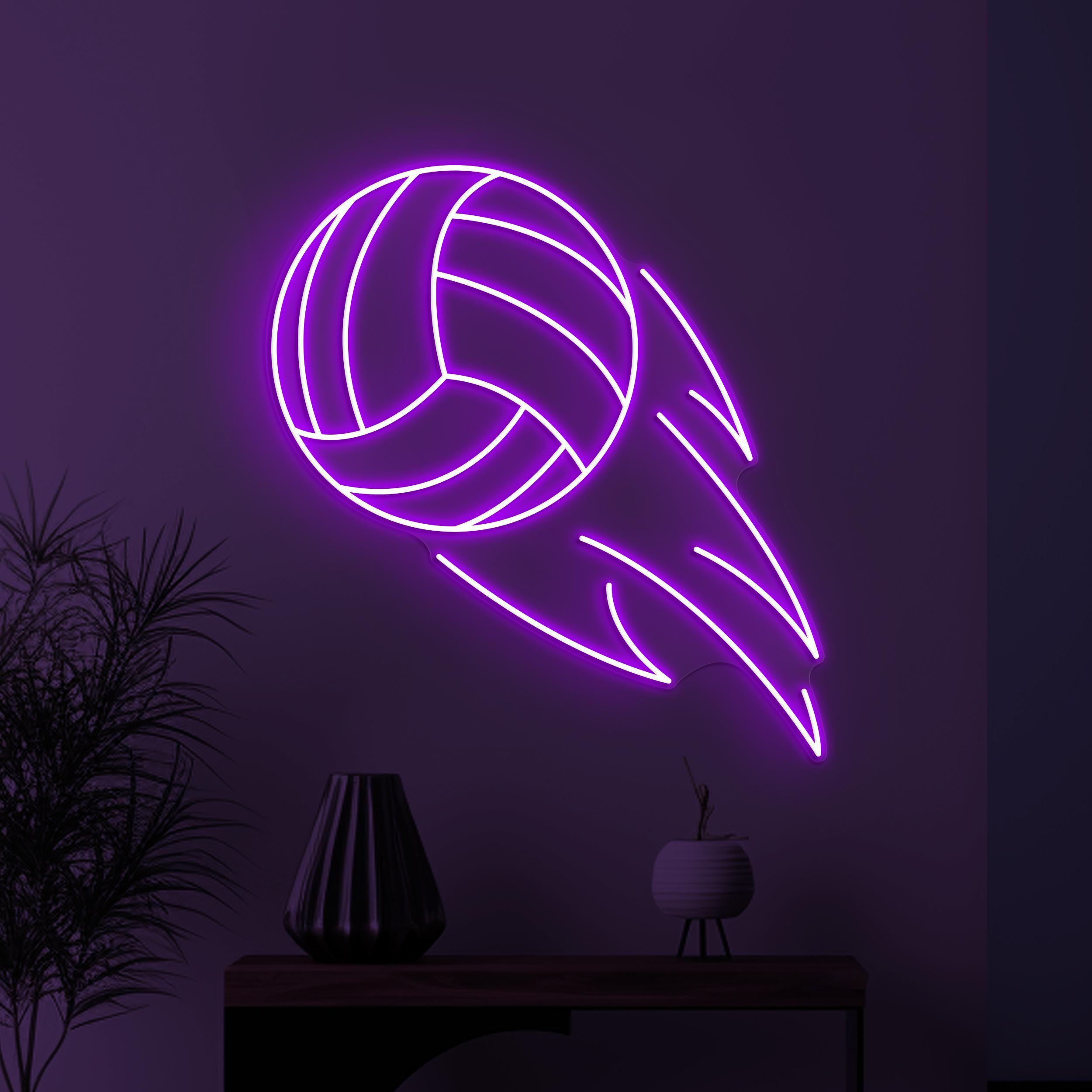 Flaming Volleyball Neon Sign, Fire Volleyball LED Light, Volleyball Wall Art, Game On Neon Light, Game Room Wall Decor, Volleyball Club Art