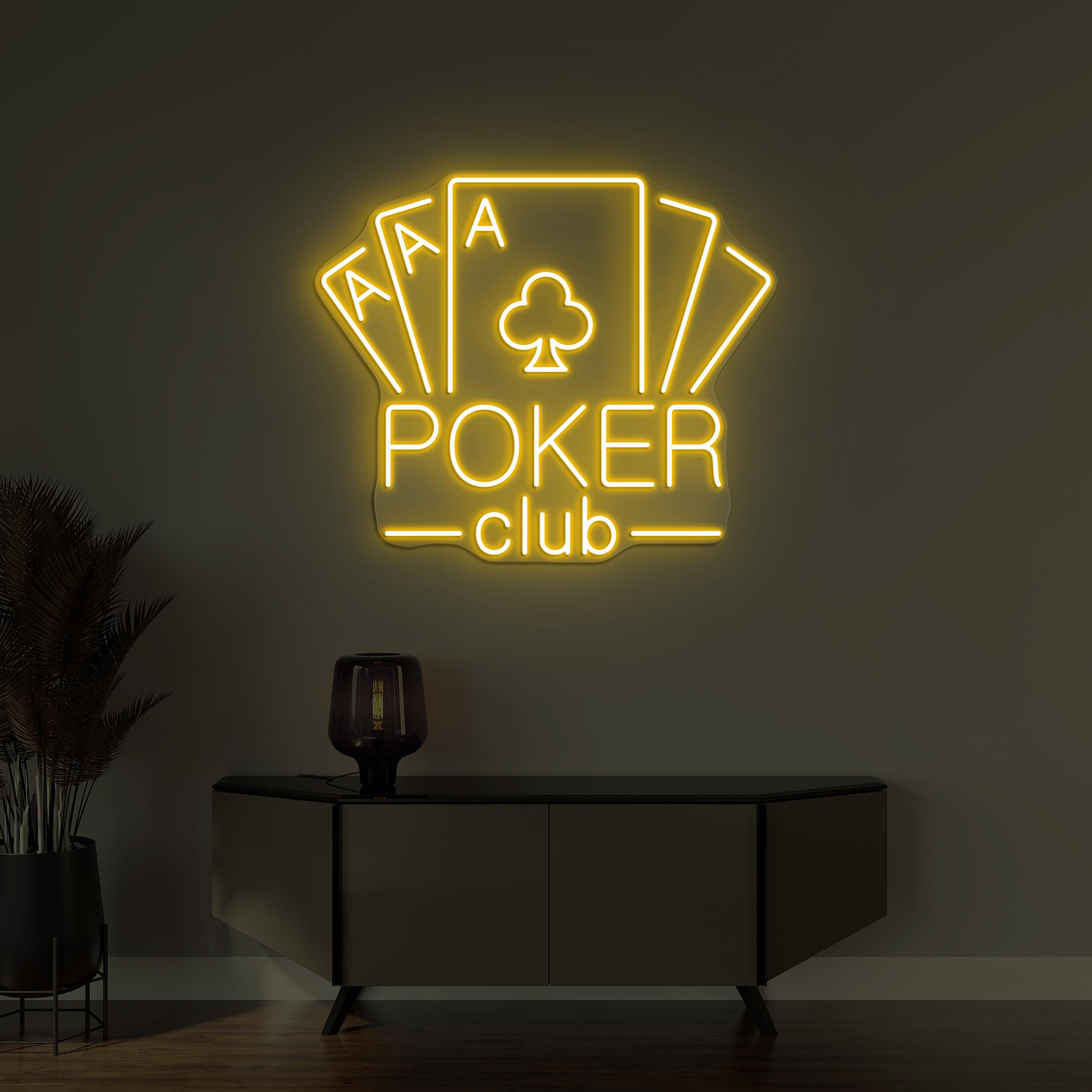 Poker Club Neon Sign, Poker Club LED Light, Poker Wall Art, Playing Cards Wall Decor, Game Room Wall Art, Custom Neon Sign, Casino Led Sign