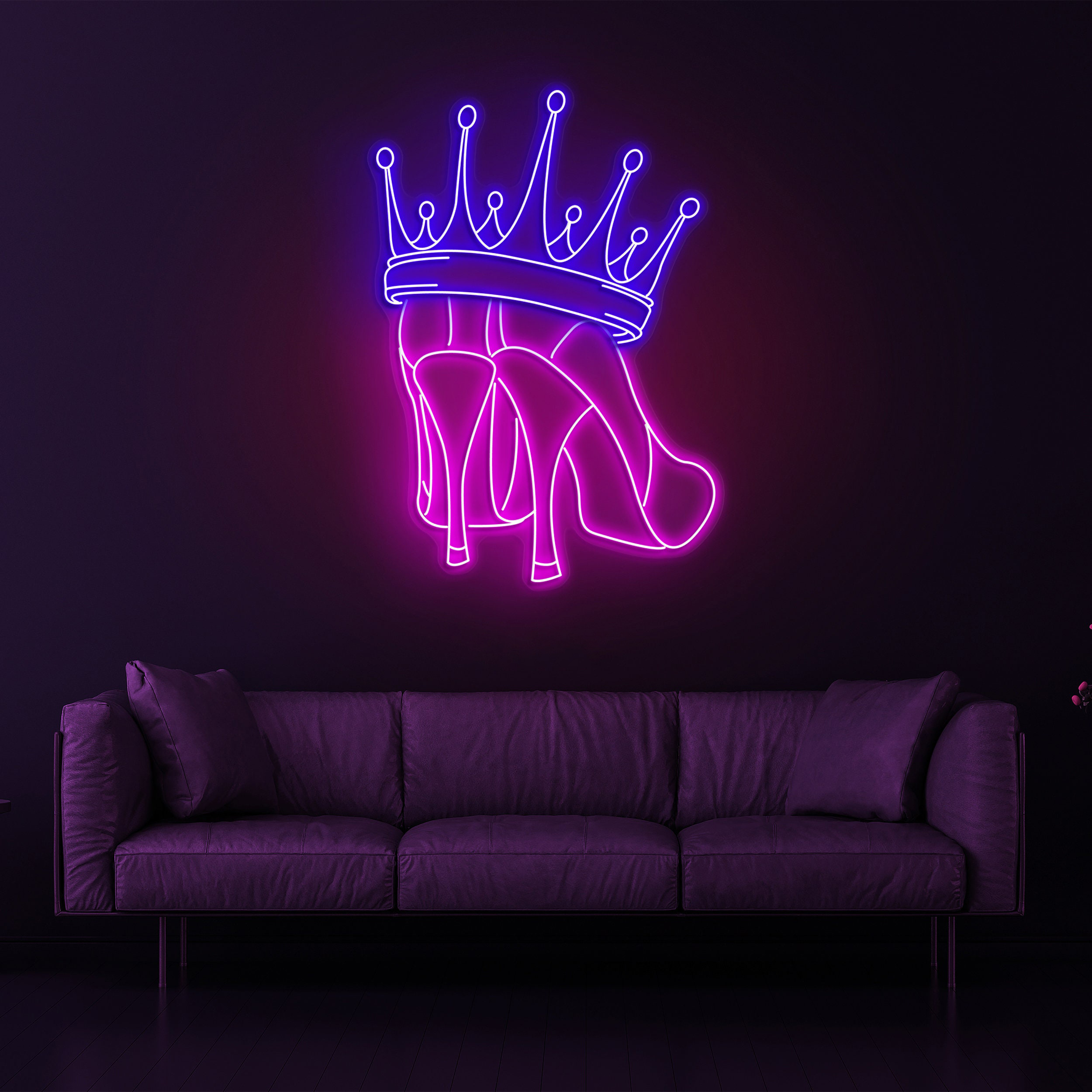 Queen Shoes Neon Sign, Crown Neon Light, Girly Bedroom and Salon Décor, Shoe Neon Sign for Weddings, Parties, Game Rooms, and More, Gift