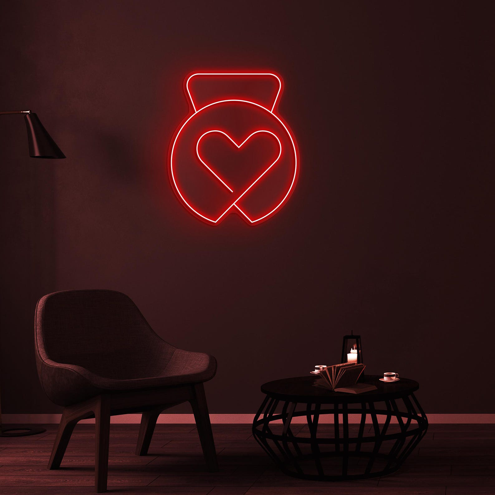 Kettlebell Neon Sign, Heart With Kettlebell Led Light, Love Wall Decor, Romantic Wall Art, Gym Neon Light, Workout Neon Sign, Gift Idea