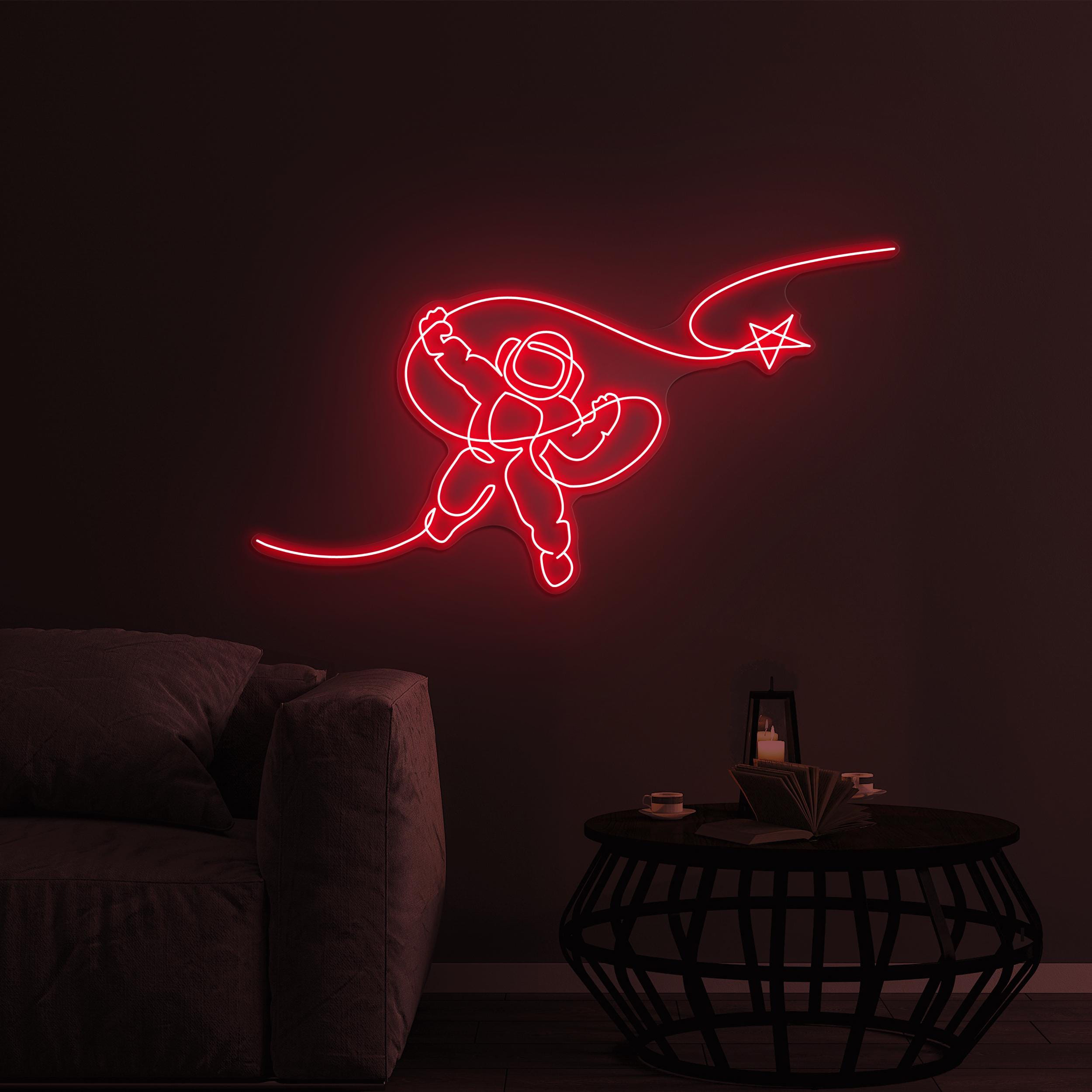 Astronaut Reaching Star Neon Sign, Astronaut Star LED Light, Astronaut Reaching Star LED Art, Home Wall Sign, Game Room Art, Astronaut Lover