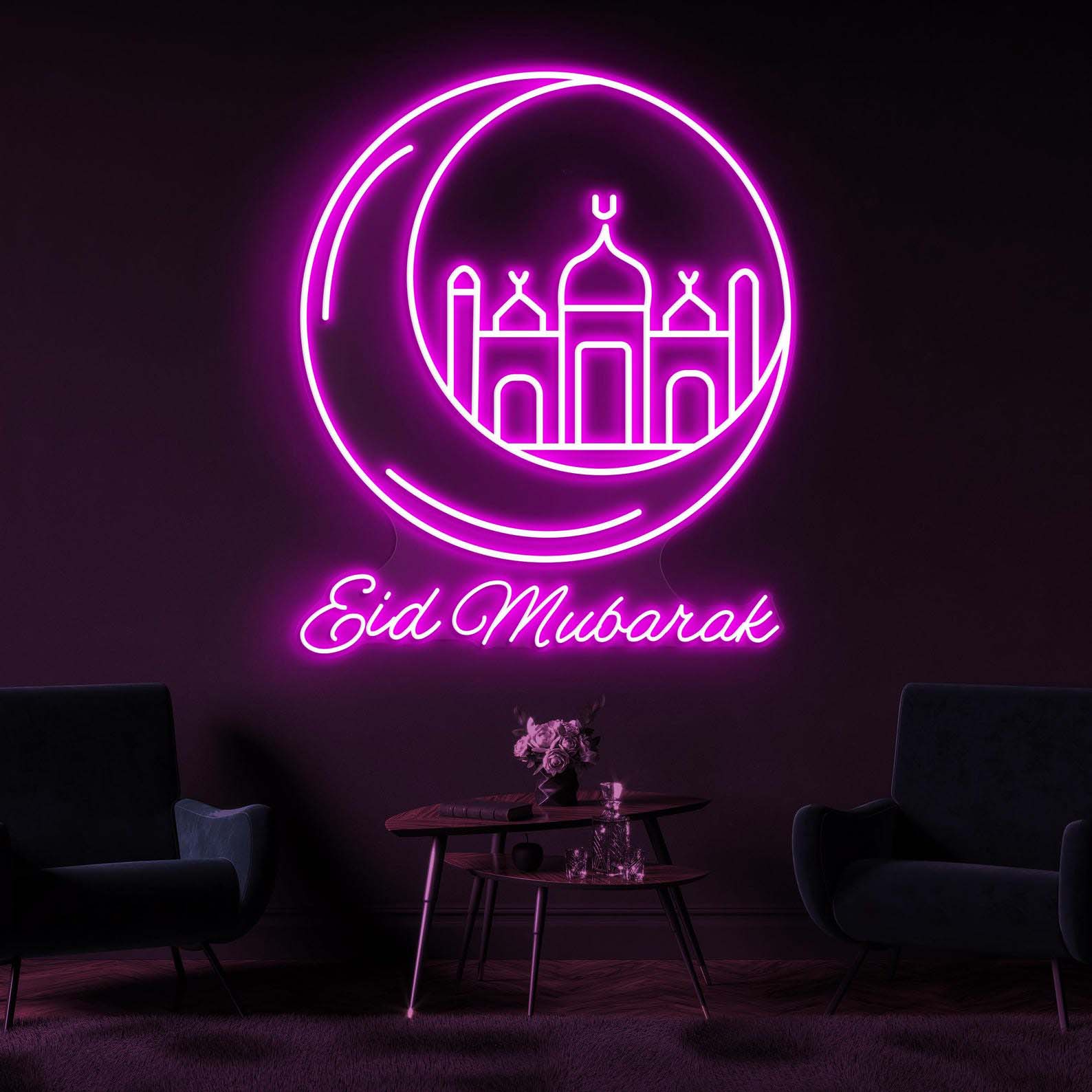 Eid Mubarak Neon Sign, Eid Mubarak LED Light, Eid Party Wall Decor, Custom Neon Sign, Holiday Festival Wall Art, Muslim Home Neon Light