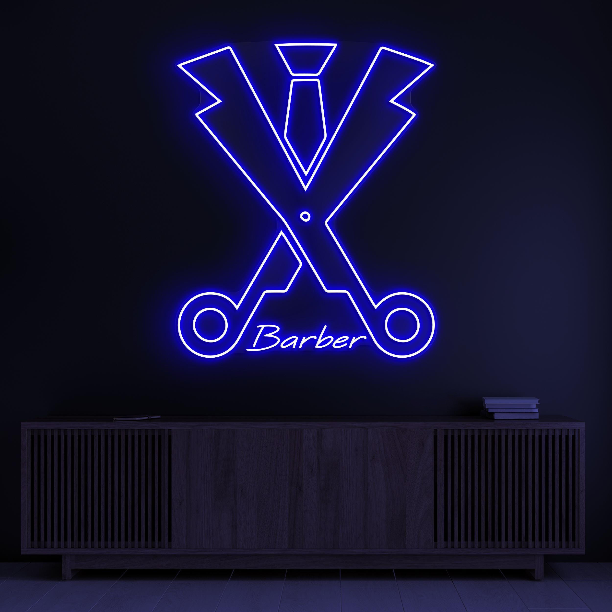 Barber Neon Sign, Barber LED Light, Barber Shop Wall Decor, Suit Scissors Neon Light, Barber Suit Neon Art, Dapper Cut Decor, Custom Sign