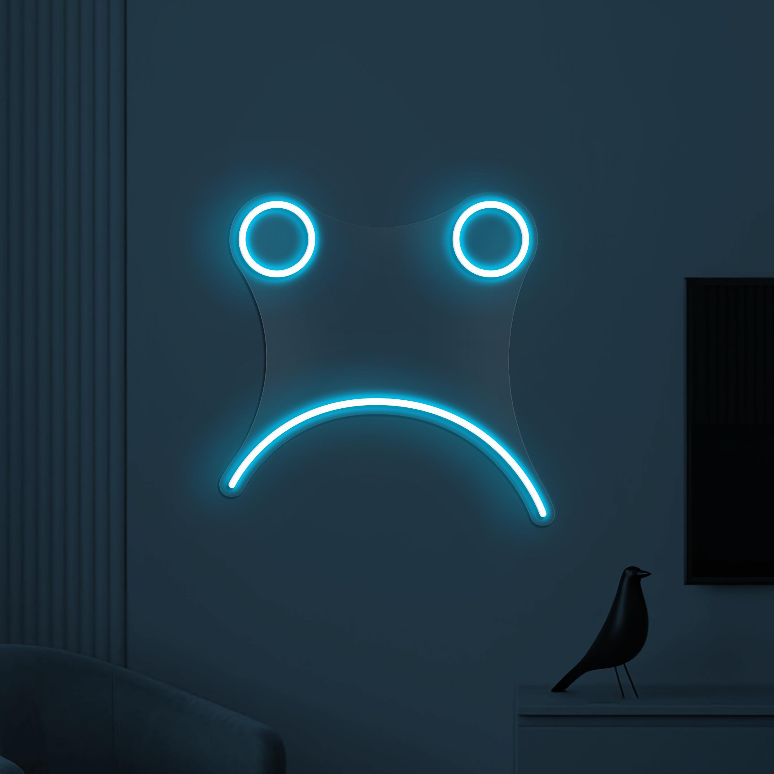 Sad Face Neon Sign, Sad Face LED Light, Sad Emoji Wall Decor, Kids Room Wall Art, Customized Neon Sign, Home Wall Art, Cafe and Bar Led Sign