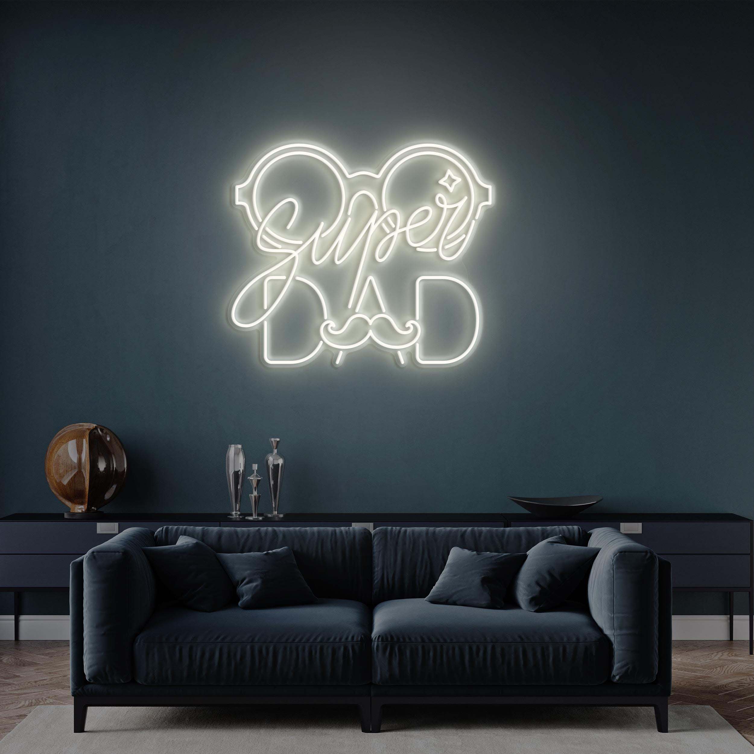 Super Dad Neon Sign, Super Dad LED Light, Moustache Dad Neon Art, Glasses Dad Sign, Home Wall Decor, Father Love Sign, Father's Day Gift