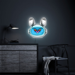 Astronaut Bunny Neon Sign, Rabbit head Neon Sign, Neon Pop Art Sign, Aastronaut Neon Sign, Bunny Neon light, Bunny Led Wall And Desk decor