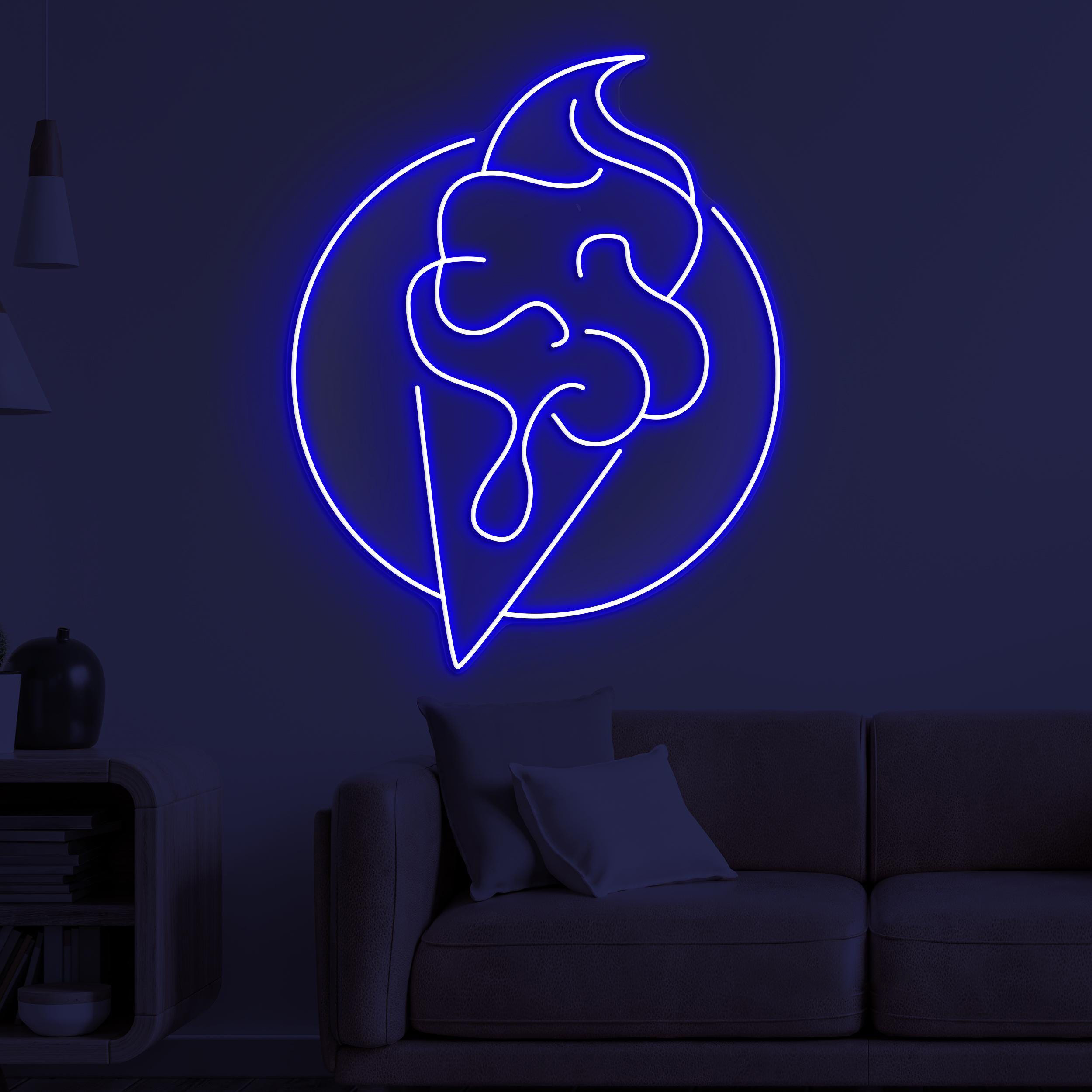 Cone Ice Cream Neon Sign, Cone Ice Cream LED Light, Kitchen or Cafe Decor, Ice Cream Shop Wall Art, Ice Cream Lover Gift, Frozen Treat Light
