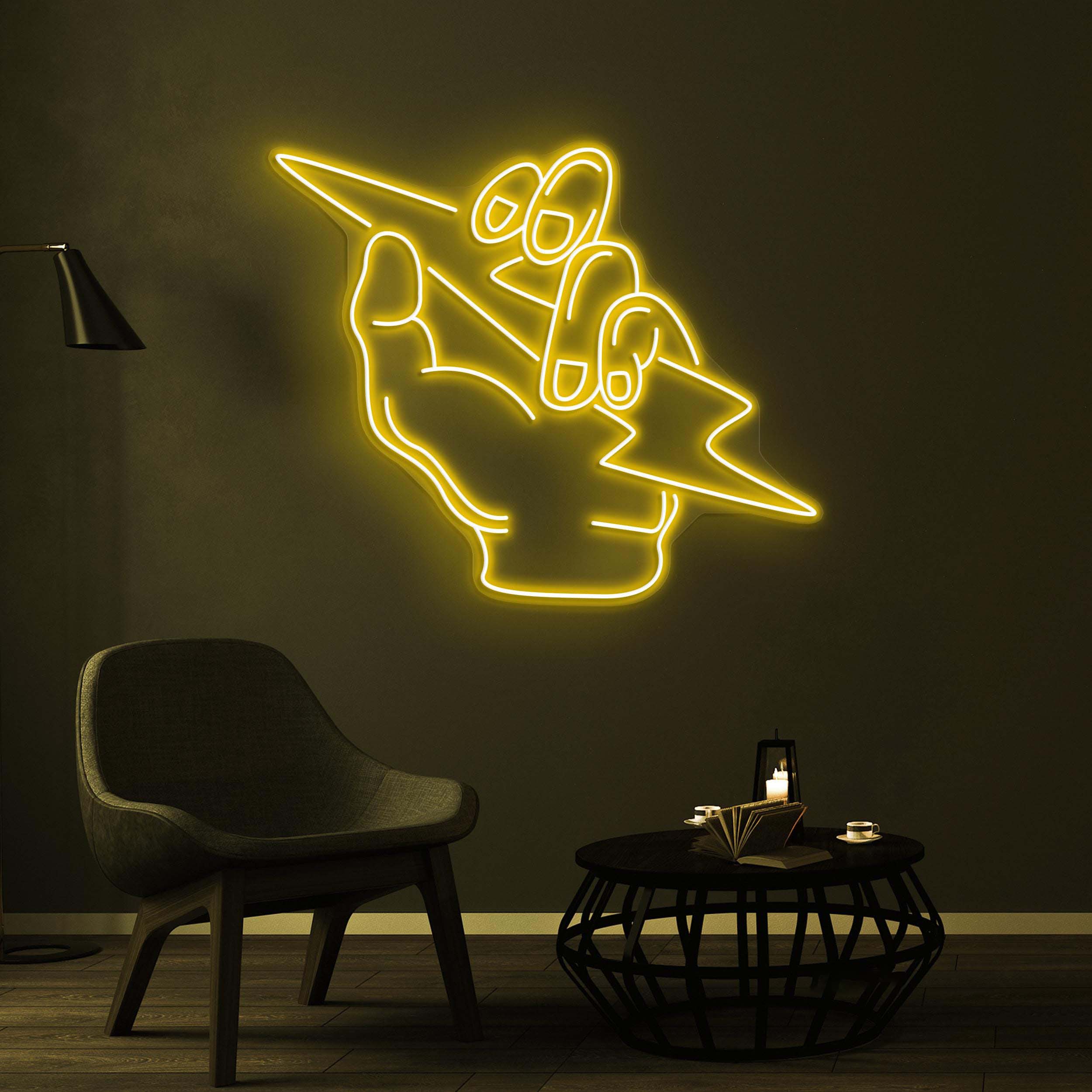 Hand Neon Sign, Lightning Hand LED Light, Thunder Light Hand Wall Art, Game Room Wall Decor, Hand Holding Light Sign, Home Decor, Gift Idea