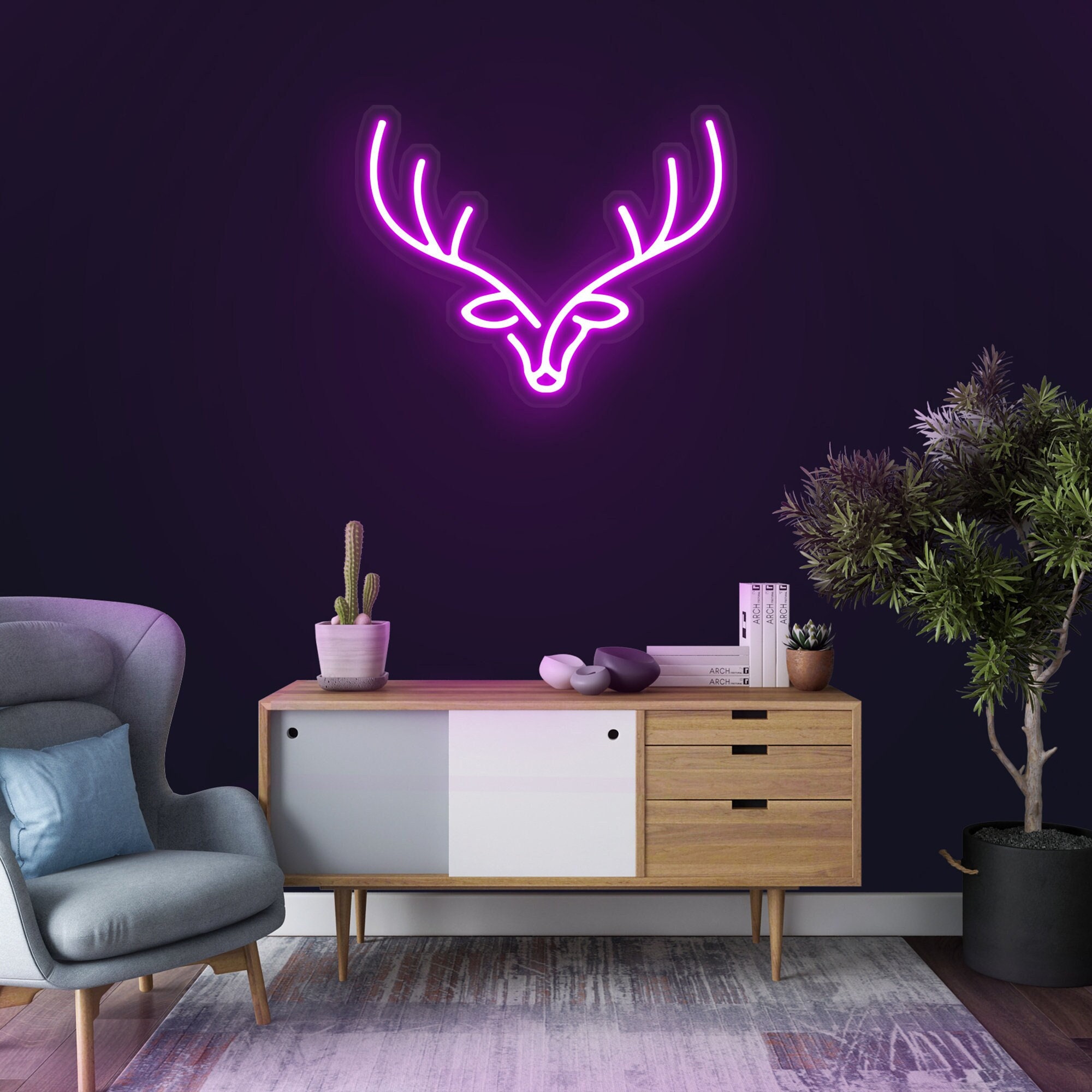 Reindeer Elk Deer Neon Sign, Deer LED Light, Deer Wall Art, Deer Light, Christmas and Party Decor, Deer Head Neon Sign, Children's Gift Idea