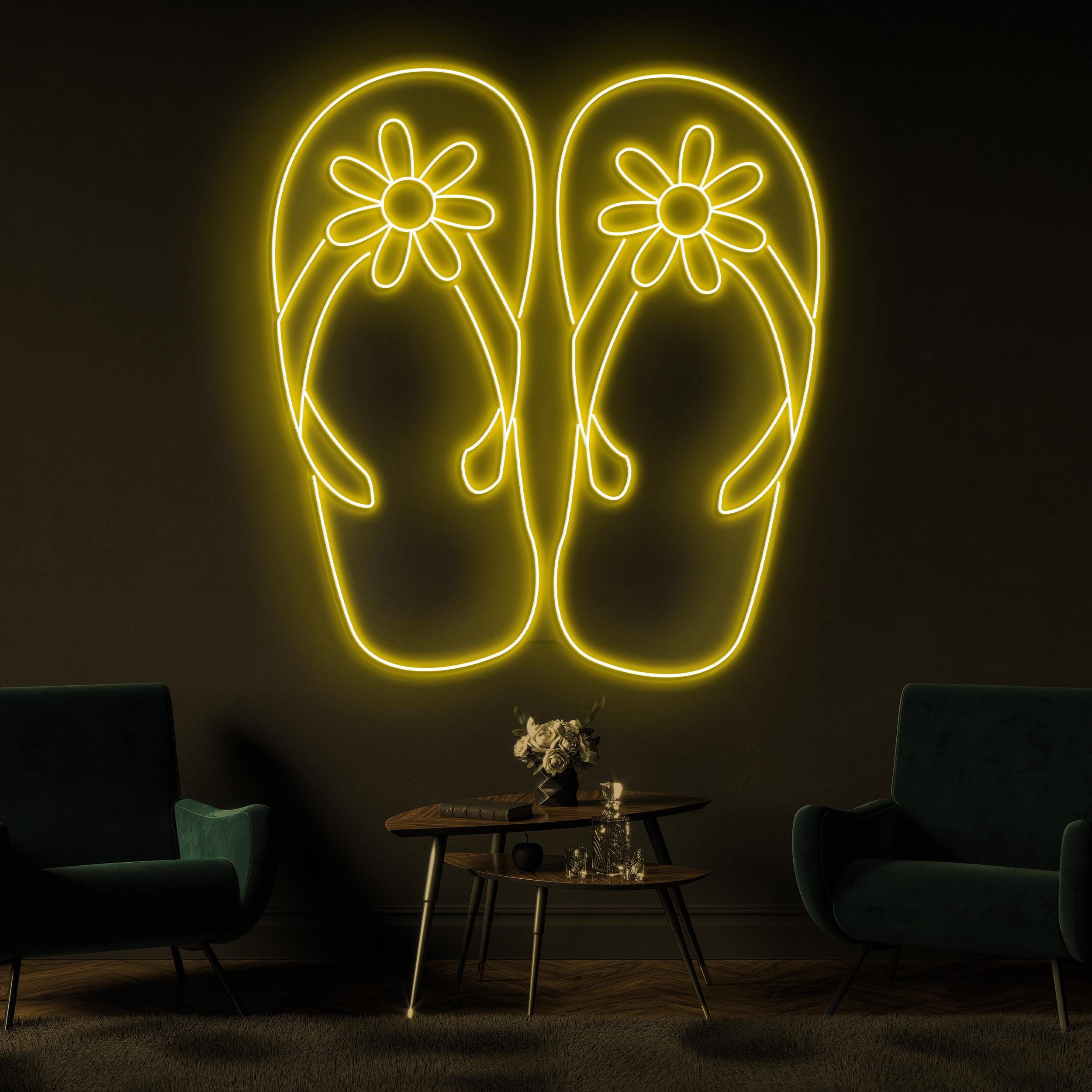 Flip Flop Neon Sign, Flip Flop LED Light, Summer Shoes Wall Decor, Shoes Shop Wall Art, Sandal Neon Light, Beach Shoes Decor, Home Wall Art