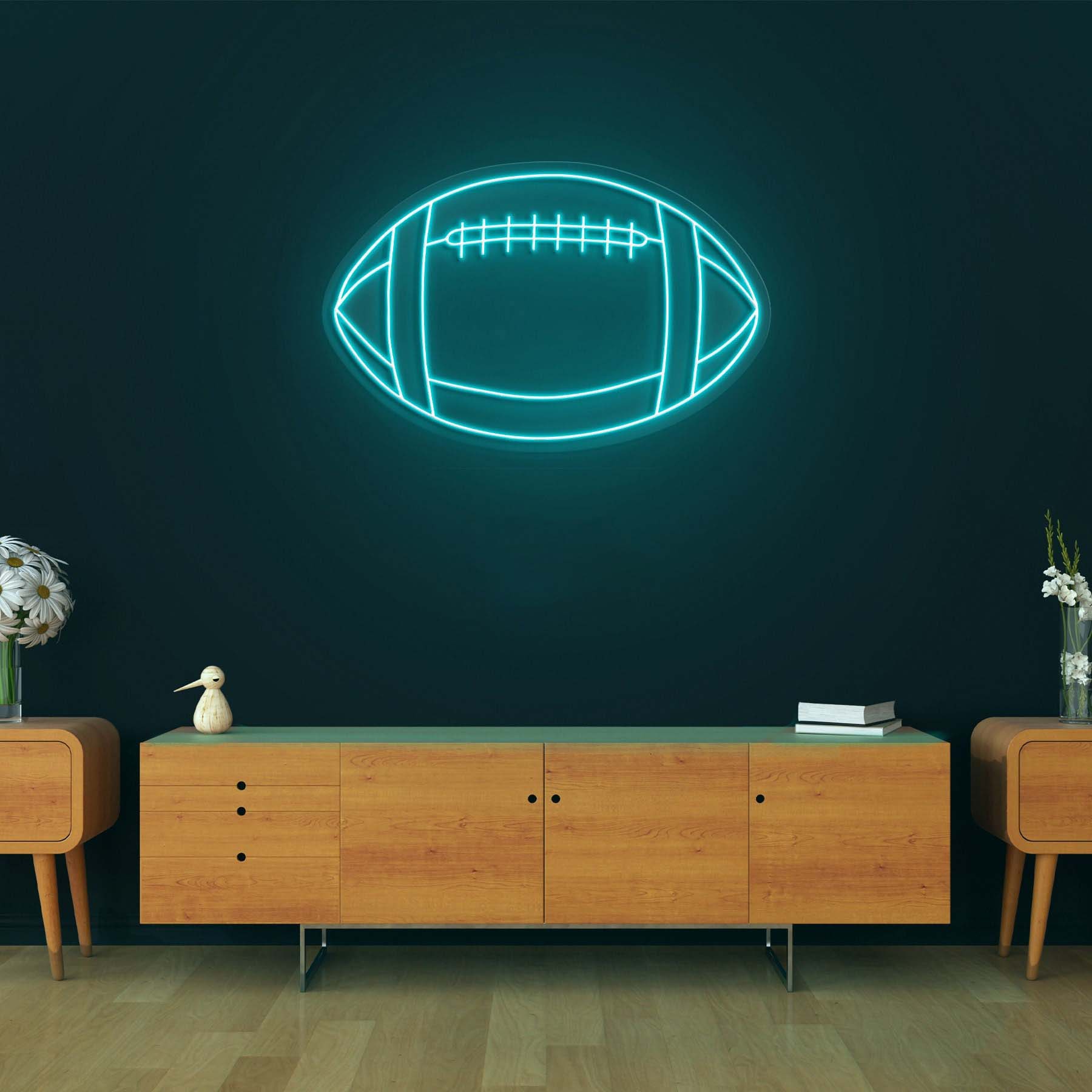 Rugby Ball Neon Sign, LED Rugby Ball Décor Sign, Football Shape Neon Signs, Sports Room Gift for Rugby Fans, Bedroom Lights, Game Room Decor