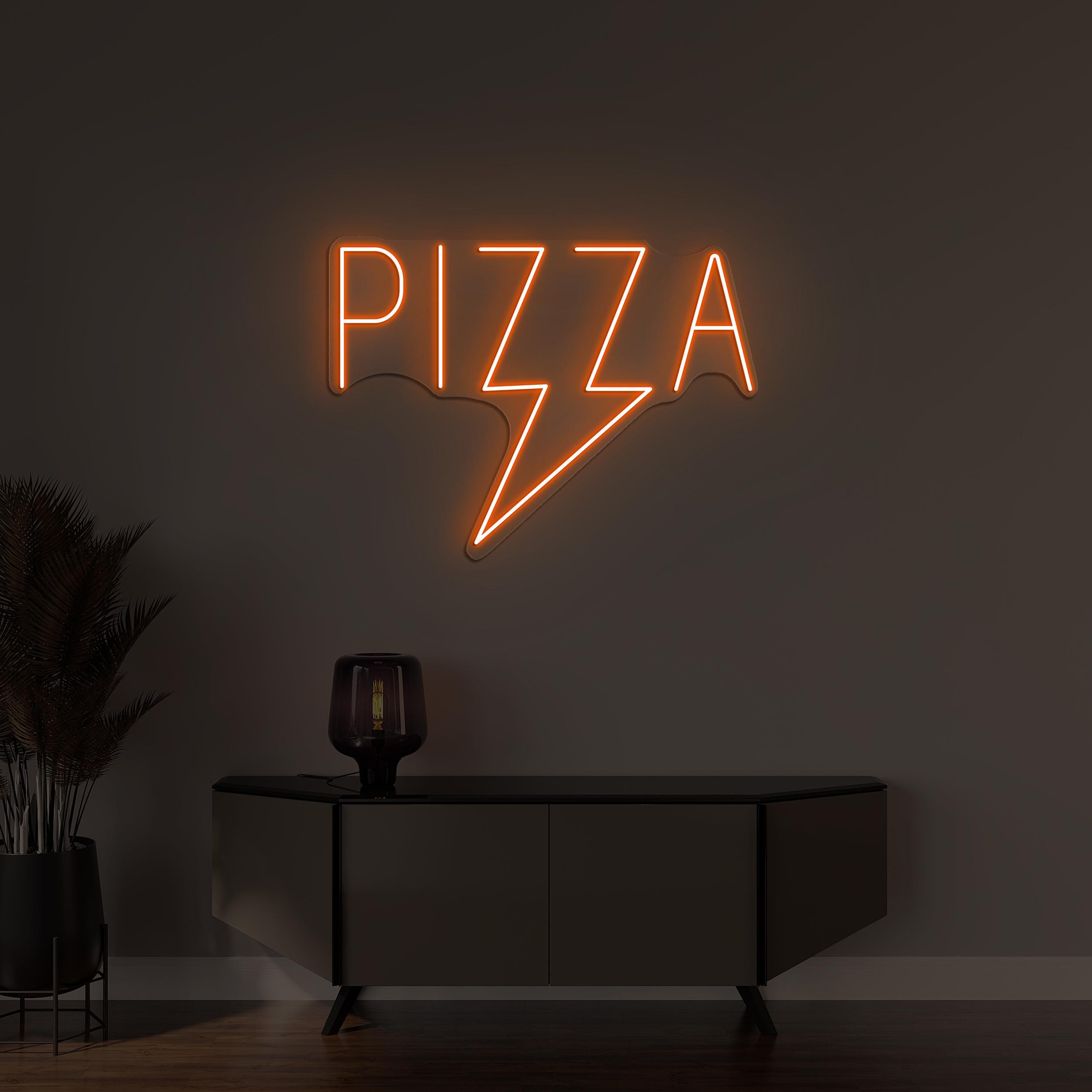 Pizza Neon Sign, Pizza LED Light, Thunder Pizza Wall Decor, Pizza Cafe Neon Sign, Pizza Lover Art, Business Pizza Logo Sign, Restaurant Art