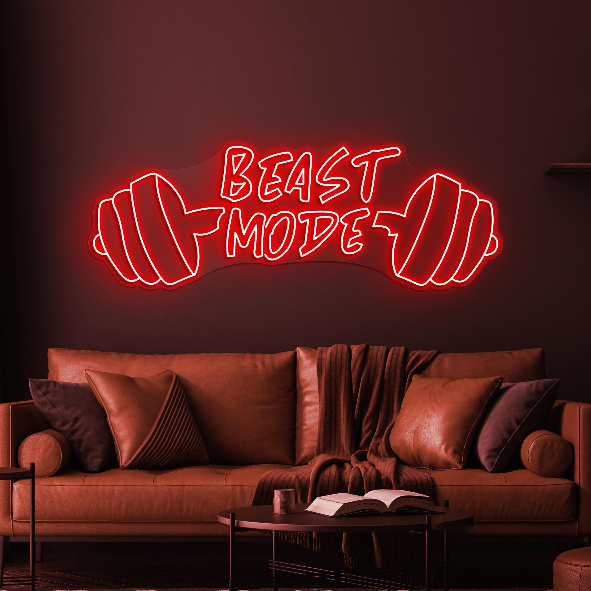 Beast Mode Neon Sign, Beast Mode LED Light, Gym Wall Decor, Dumbbell Wall Art, Fitness Neon Sign, Workout Wall Light, Gift For Gym Lover