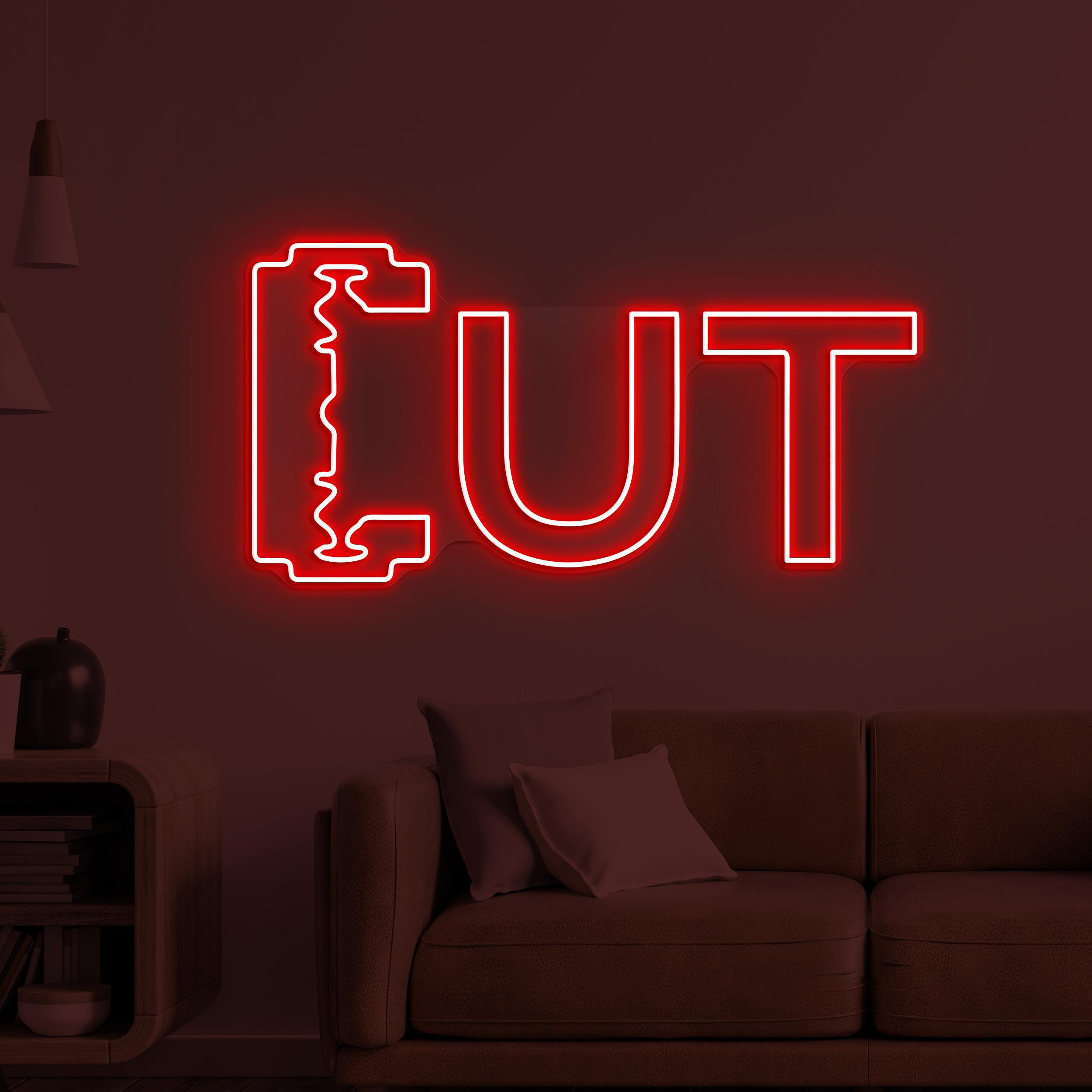 CUT Neon Sign, CUT Led Light, Razor Wall Decor, Barber Shop Wall Art, Beauty Salon LED Neon Art, Custom Neon Sign, Hair Dressing Neon Art