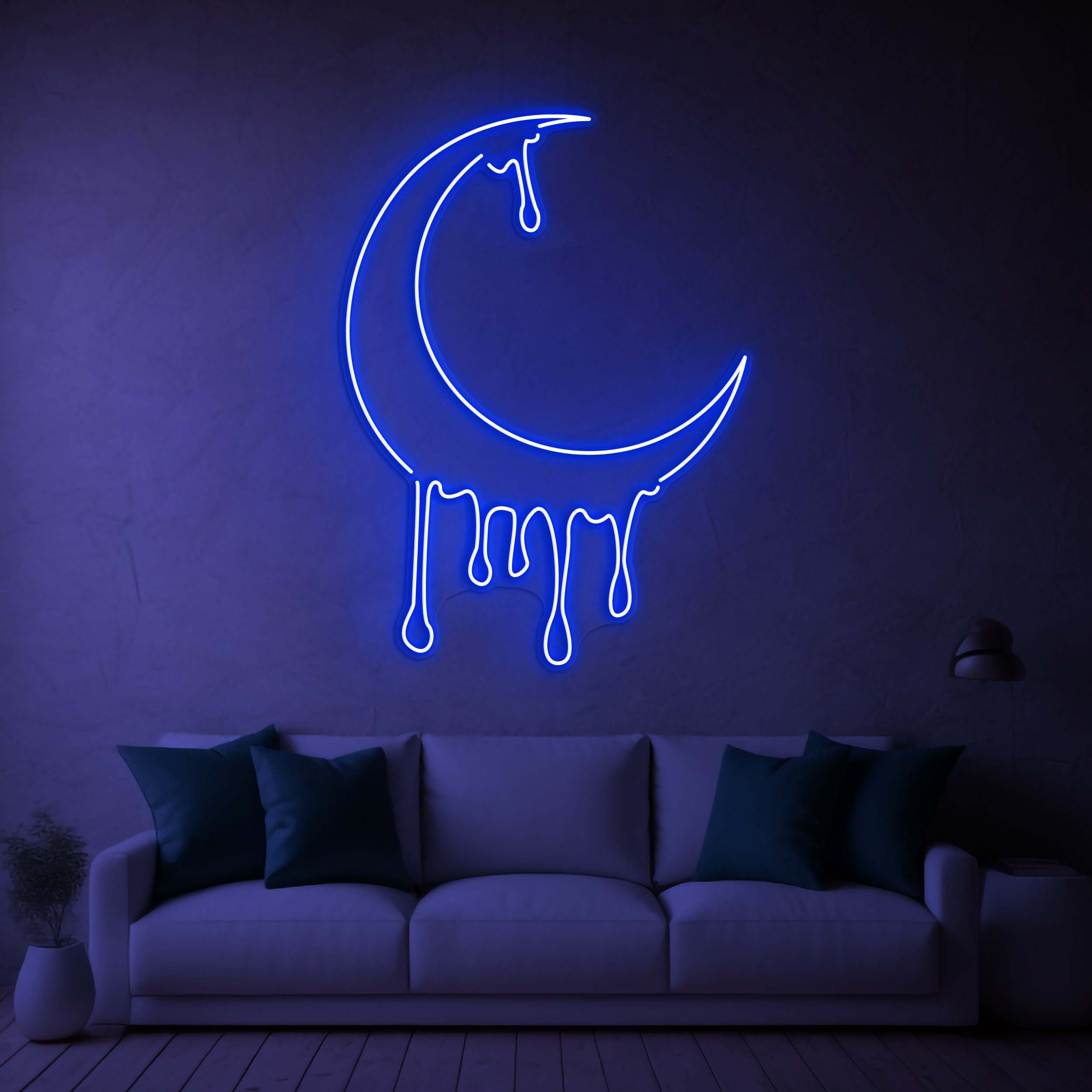 Moon Dipping Neon Sign, Dripping Moon LED Art, Melting Moon Neon Light, Crescent Moon Night Light, Wedding Gift, Kids Room Wall Art Sign