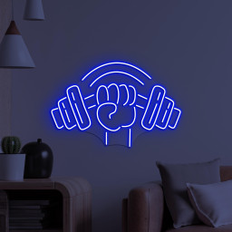 Weightlifting Neon Sign, Weightlifting LED Light, Dumbbell Wall Art, Hand Holding Dumbbell Decor, Gym Neon Light, Barbell & Fist Neon Art