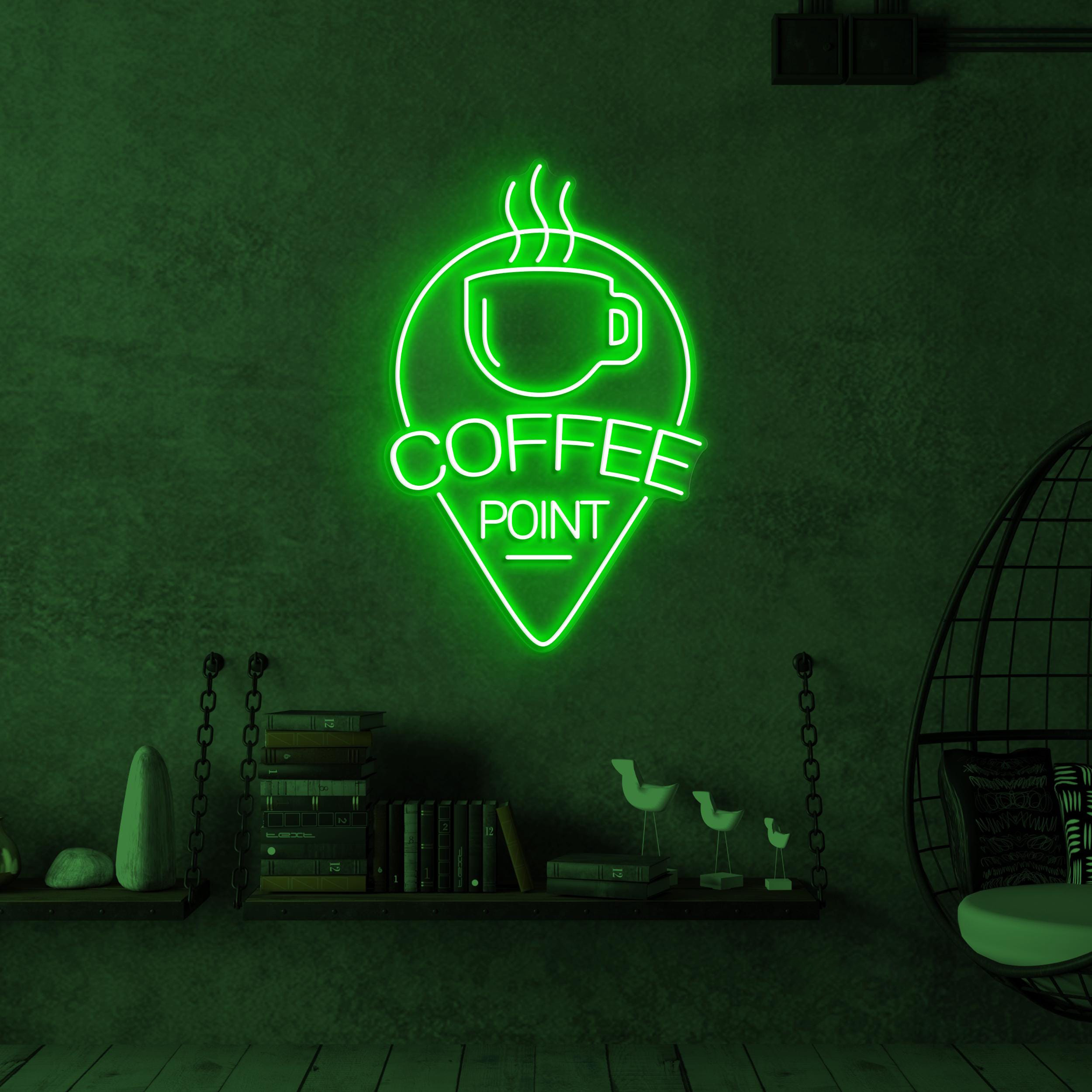 Coffee Point Neon Sign, Coffee Point LED Light, Coffee Cup Wall Decor, Flaming Coffee Cup Neon Sign, Coffee Logo Neon Art, Coffee Shop Decor