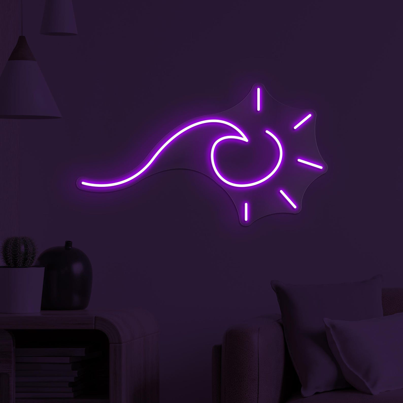 Wave With Sun Neon Sign, Wave With Sun LED Light, Wave & Sun Wall Decor, Beach Wall Art, Summer Vibes Neon Light, Kids Room Wall Decor