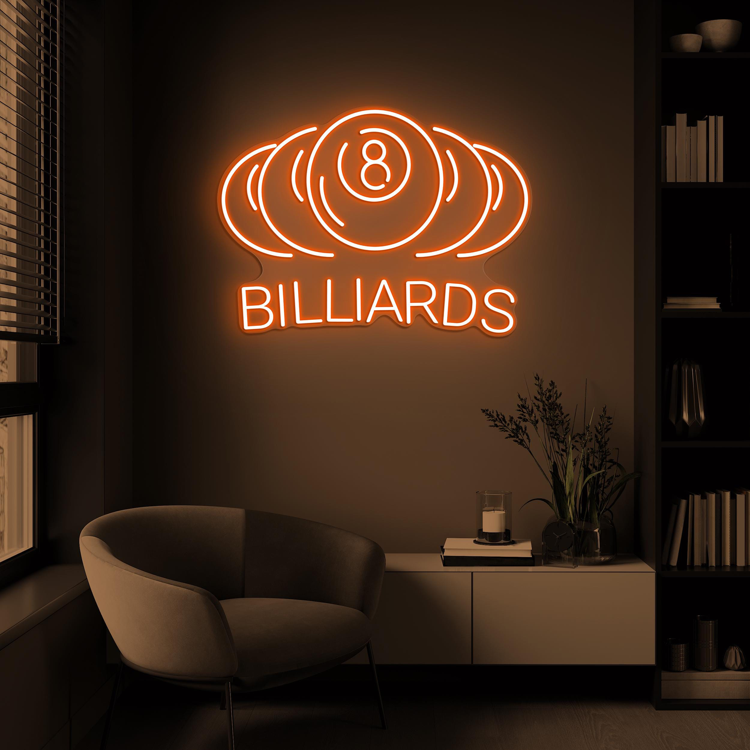 Billiard Neon Sign, Billiard Pool Neon Sign, Billiard 8-Ball Wall Decor, Billiard Club Wall Art, Pool Table Light, Sports Shop Wall Decor