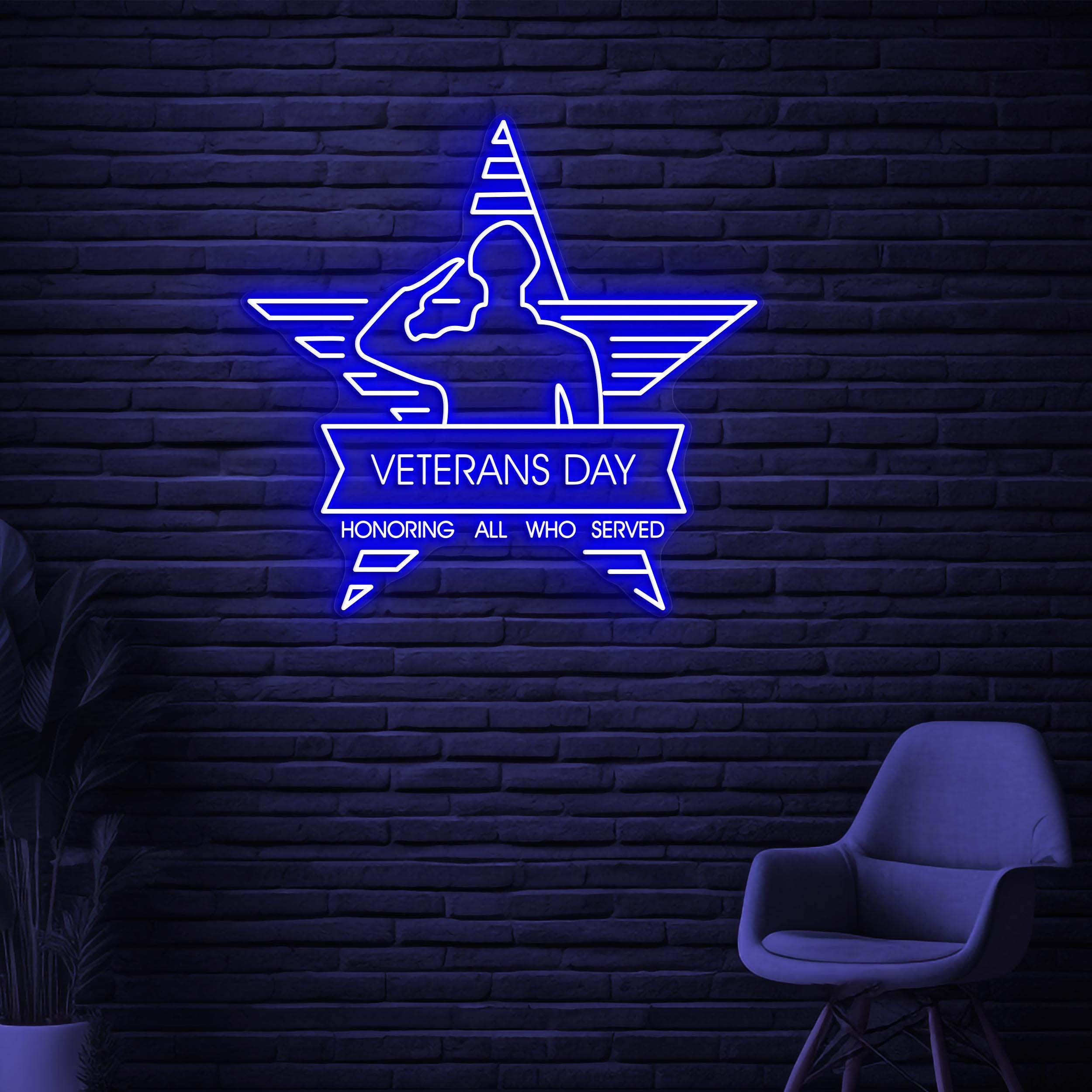 Veterans Day Neon Sign, Veterans Day LED Light, Holiday Wall Art, Honoring All Who Served Decor, Military Office Neon Sign, Army Base Decor