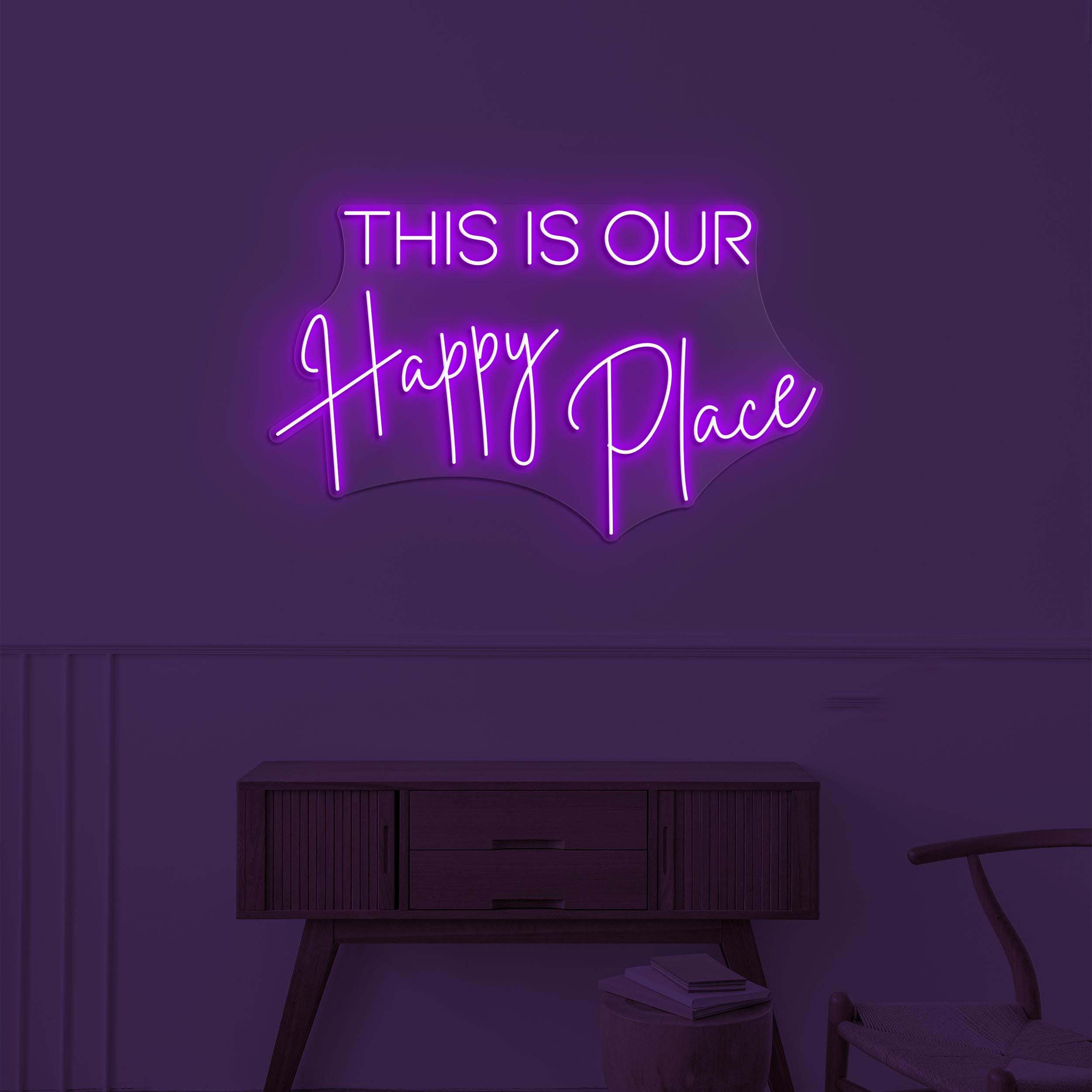 This is Our Happy Place Neon Sign, This is Our Happy Place LED Light, Positive Vibes Art, Home Room Decor, Cozy Corner Sign, Good Energy Art