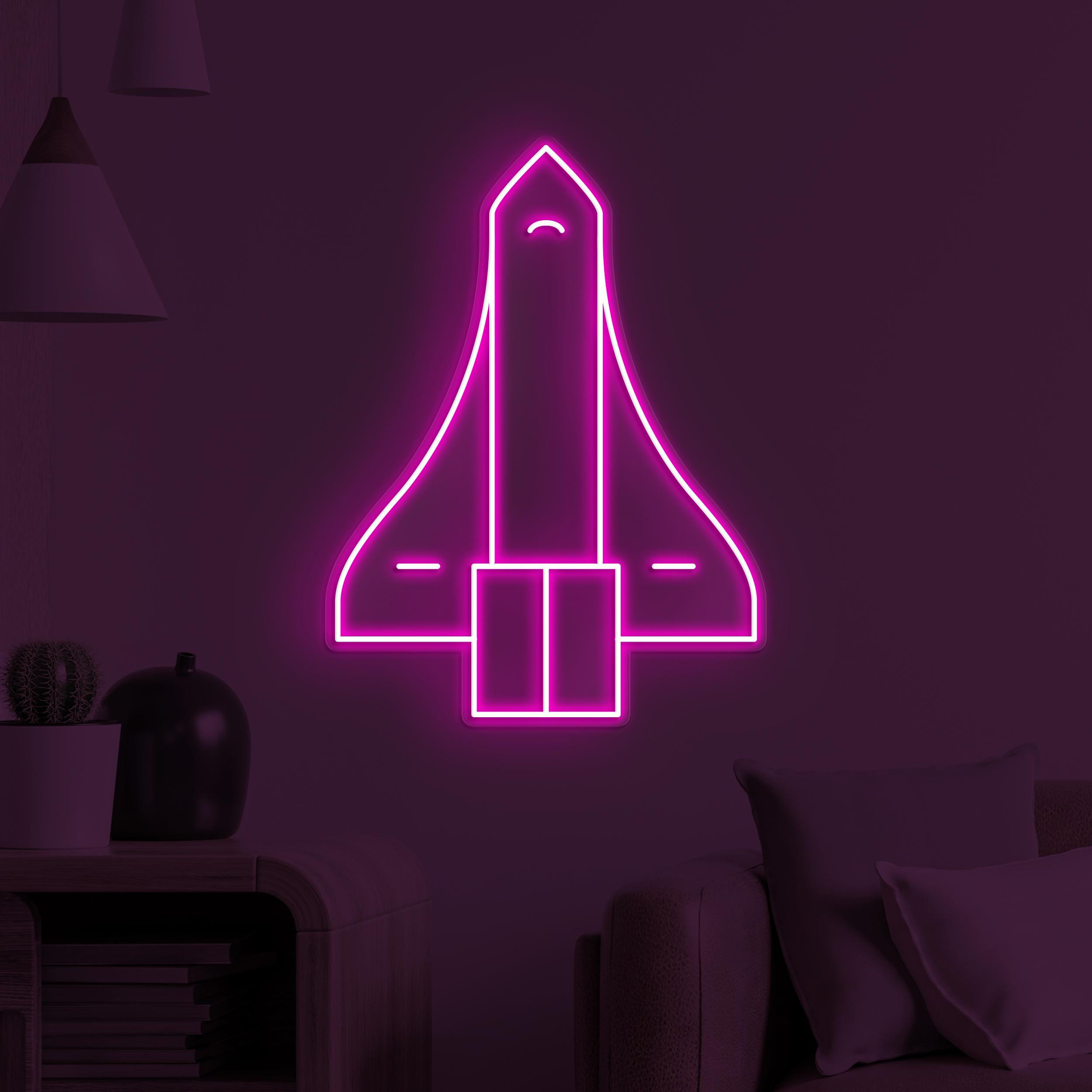 Space Shuttle Neon Sign, Space Shuttle LED Light, Rocket Ship Wall Art, Space Flight Sign, Kids Room Wall Decor, Gaming Room Neon Light