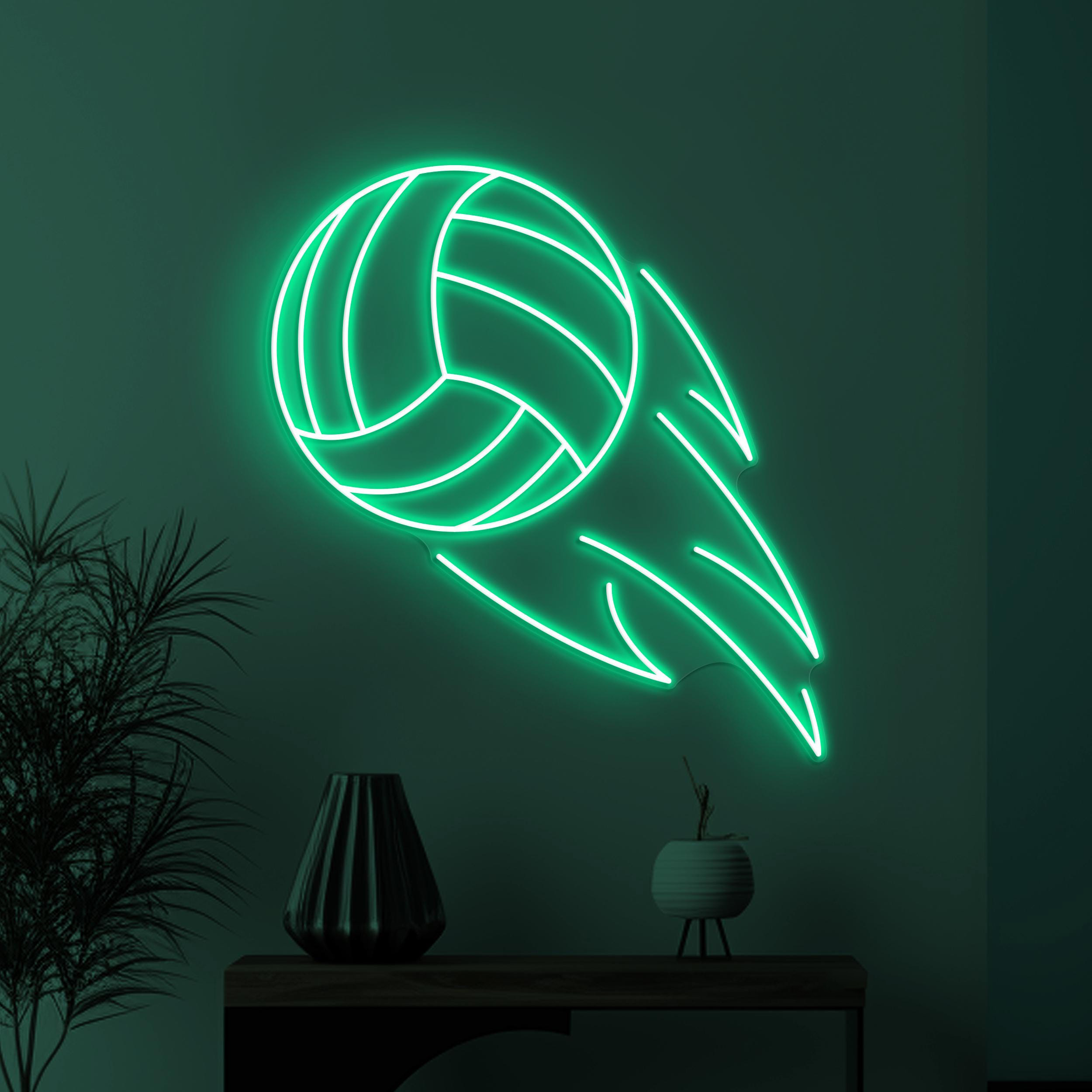 Flaming Volleyball Neon Sign, Fire Volleyball LED Light, Volleyball Wall Art, Game On Neon Light, Game Room Wall Decor, Volleyball Club Art