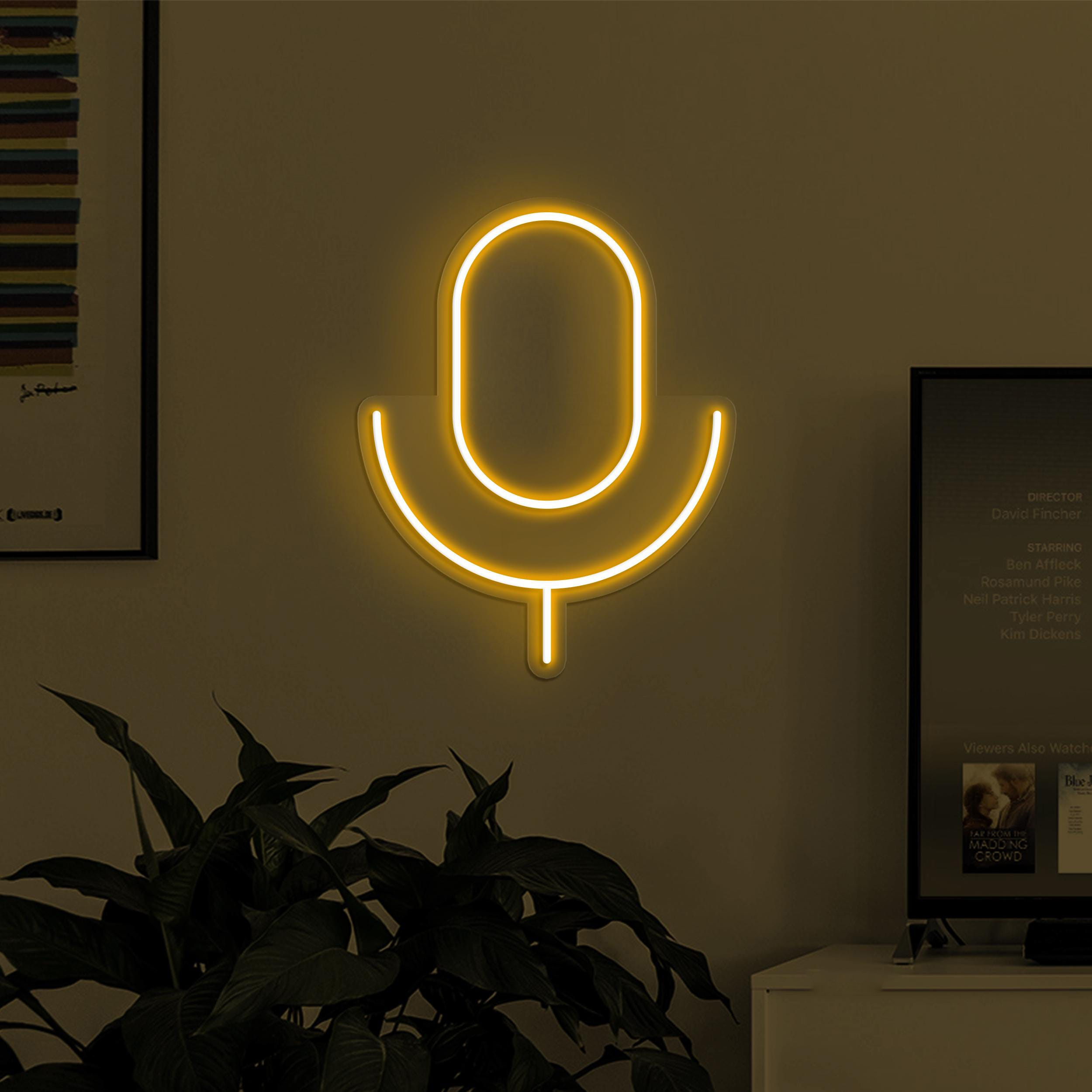 Microphone Neon Sign, Microphone LED Light, Podcast Wall Art, Music Room Wall Decor, Podcast LED Light, Neon Signs for Recording Studios