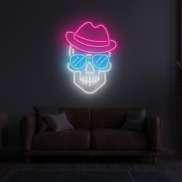 Skull In Hat & Sunglasses Neon Sign, Skull In Hat Sunglasses LED Light, Gift for Skull Lovers, Skull in Hat Wall Decor, Home and Shop Decor