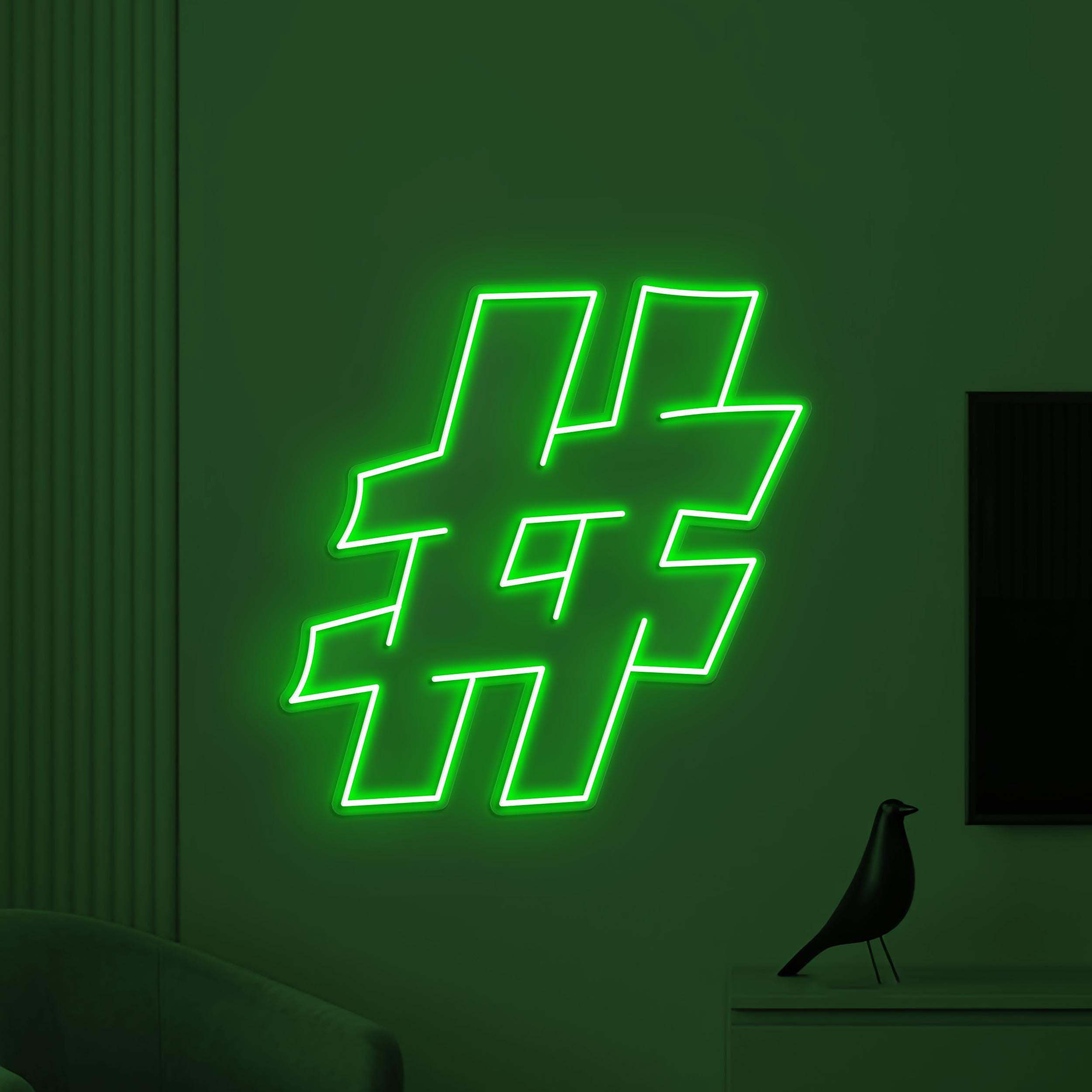 Hashtag Neon Sign, Hashtag LED Light, Social Media Wall Decor, Socialite Neon Art, Personalized Sign, Office Neon Light, Trending Now Sign