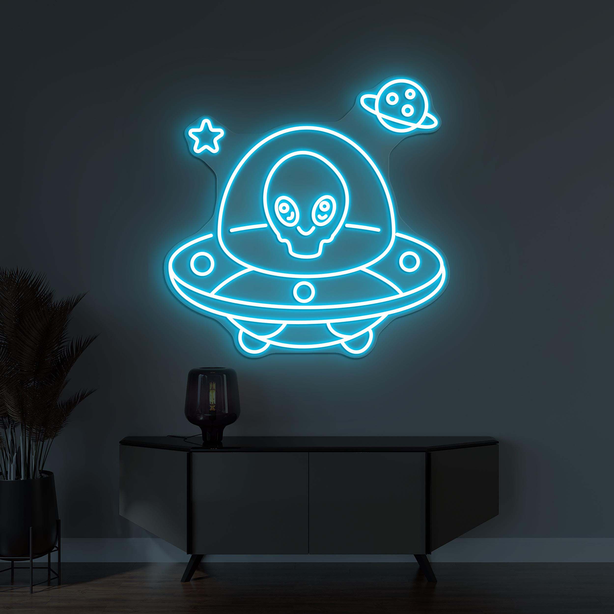 Alien Spaceship Neon Sign, Alien Spaceship LED Light, Spaceship Wall Decor, Alien Ship Decor, Home Wall Decor, Game Room Art, Alien Lover