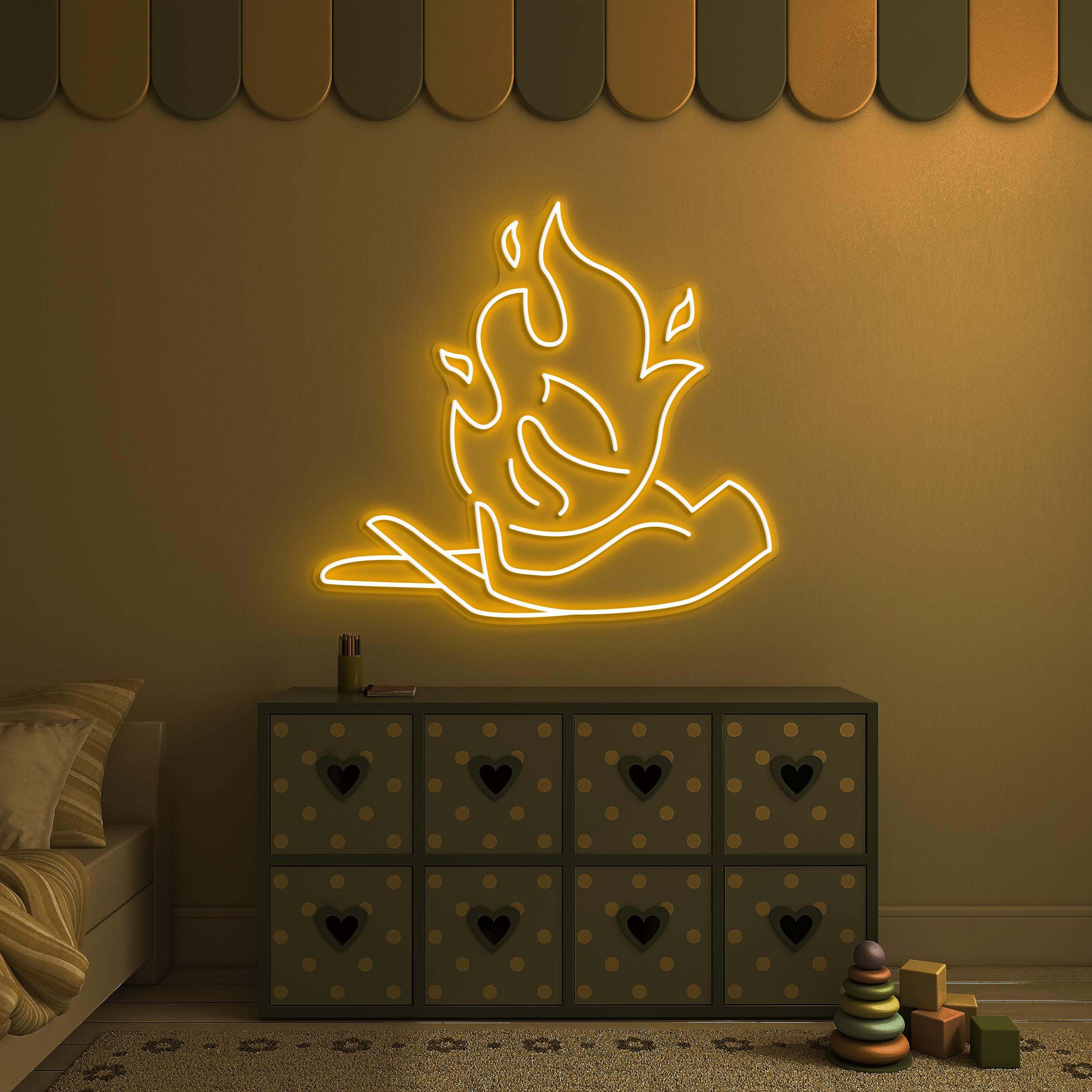 Fire in Hand Neon Sign, Fire in Hand LED Light, Fire in Hand Wall Decor, Burning Hand Wall Art, Flame in Hand Art, Party, Home & Room Decor