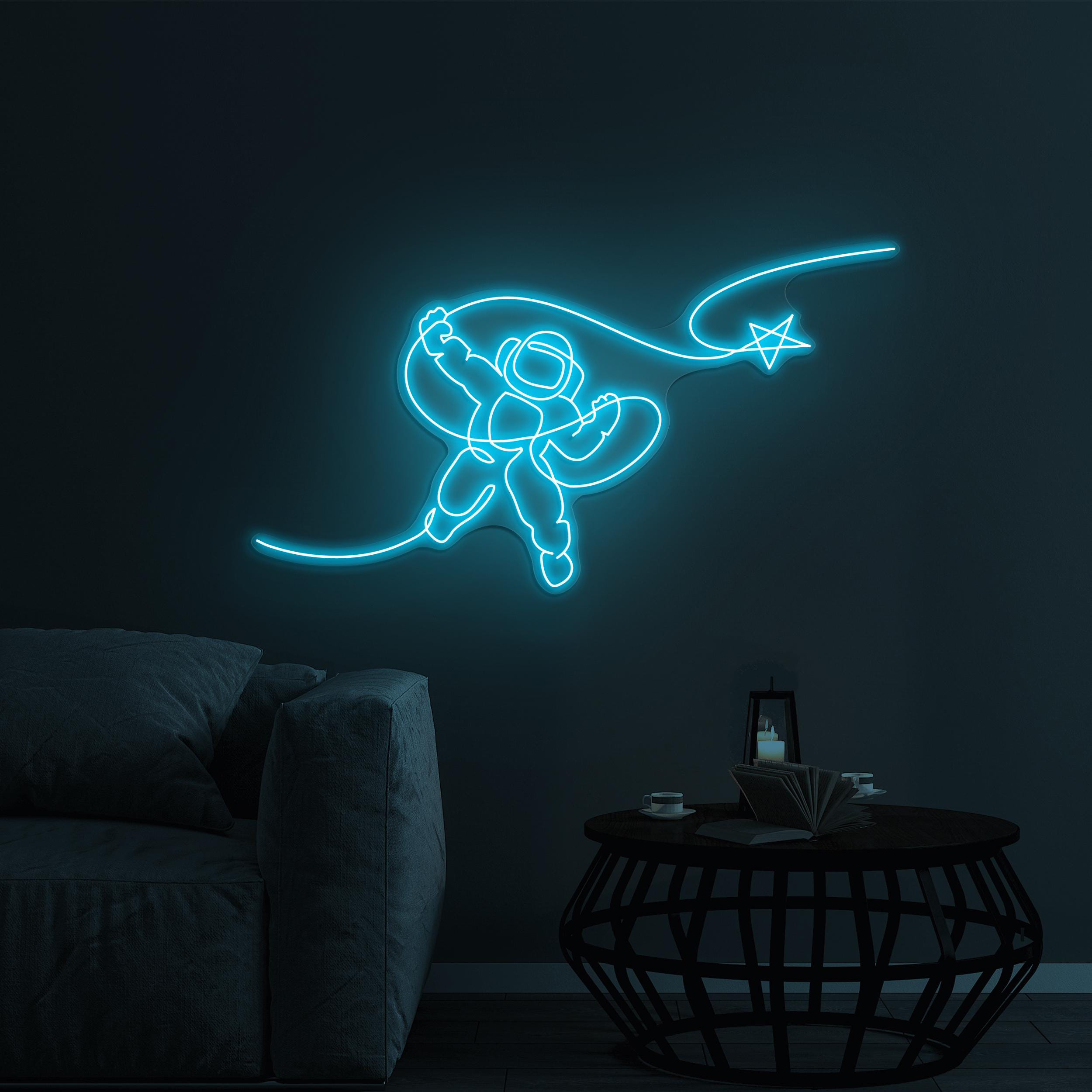 Astronaut Reaching Star Neon Sign, Astronaut Star LED Light, Astronaut Reaching Star LED Art, Home Wall Sign, Game Room Art, Astronaut Lover