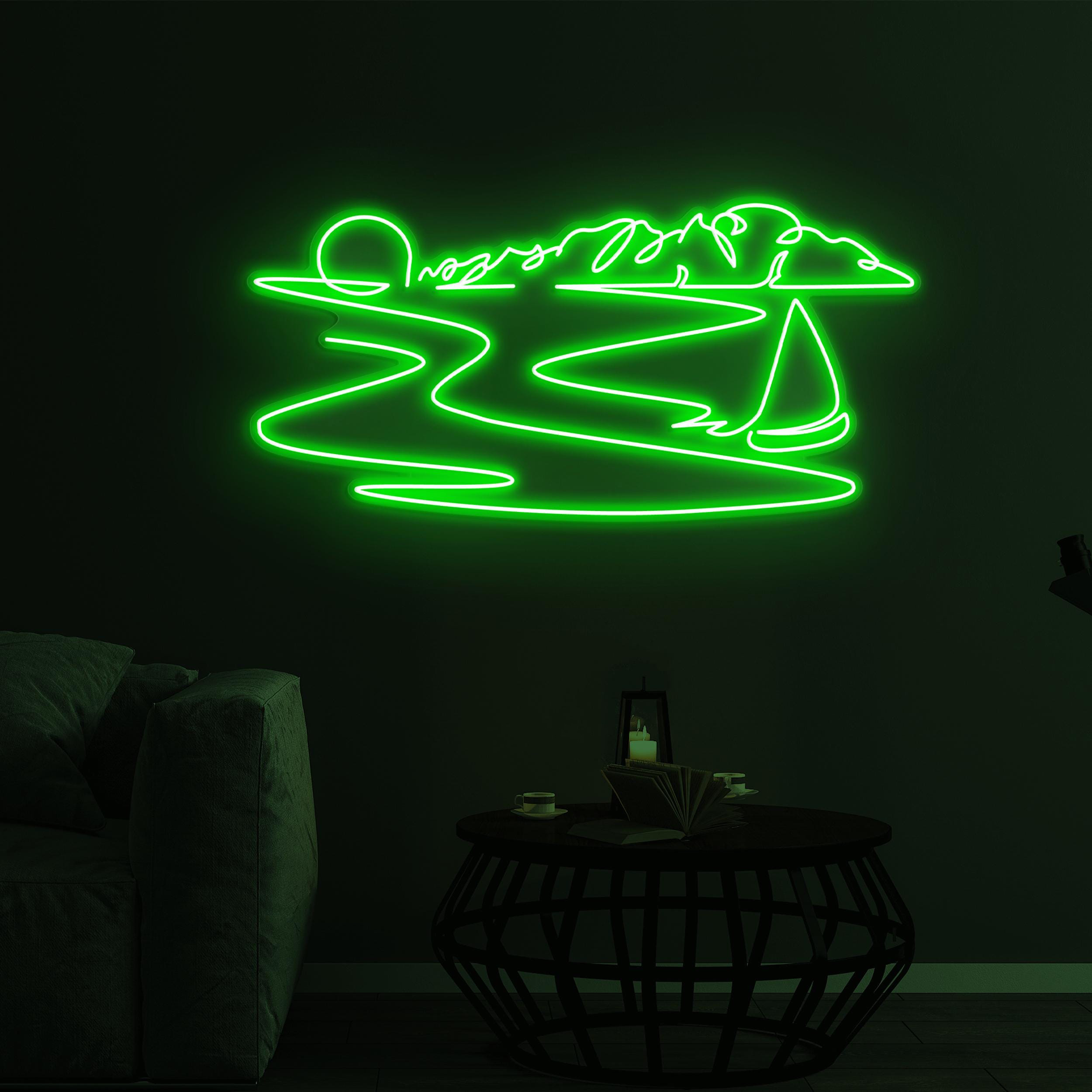 Sunset Neon Sign, Sunset LED Light, Sunset Sailboat Neon Sign, Beach Sunset Neon Sign for Home, Beach Bar & Party Decor, Personalized Gift