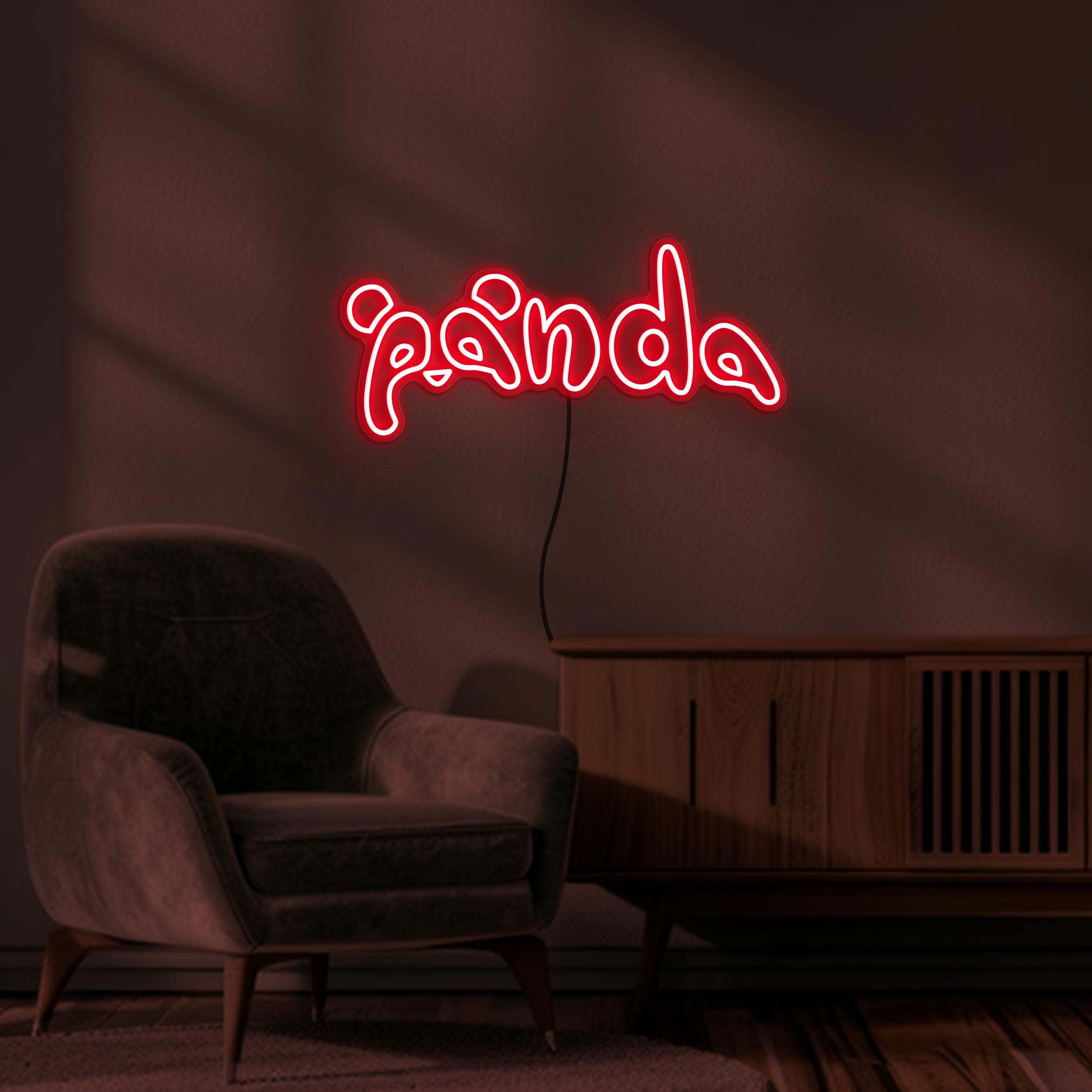 Panda Neon Sign, Panda Logo LED Light, Panda Logo LED Neon Art, Eye-catching Panda Sign, Home Wall Decor, Kids Room & Gaming Room Decor