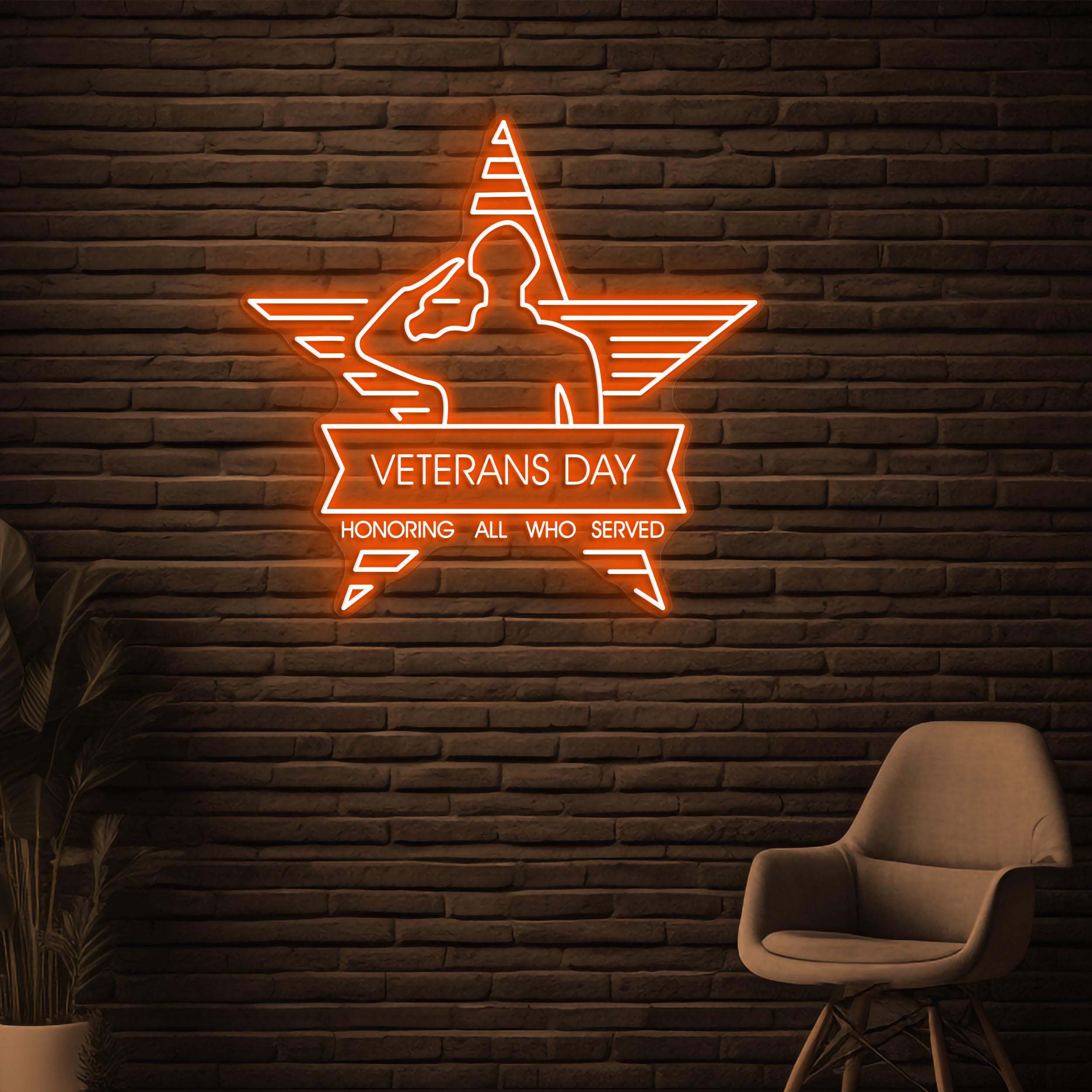 Veterans Day Neon Sign, Veterans Day LED Light, Holiday Wall Art, Honoring All Who Served Decor, Military Office Neon Sign, Army Base Decor