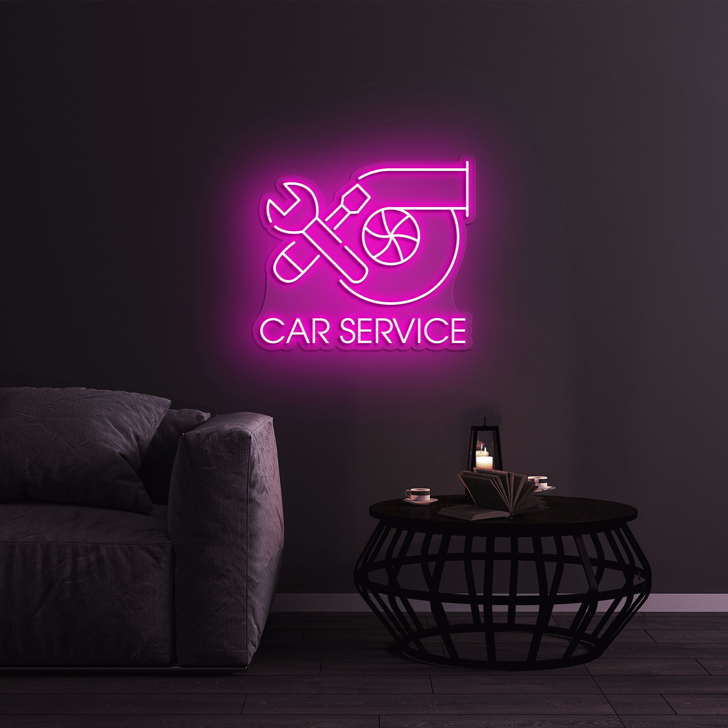 Car Service Neon Sign, LED Wall Art for Garages, Auto Businesses, and Workshops, Decor for Car Service Centers and Shops, Garage Neon Light