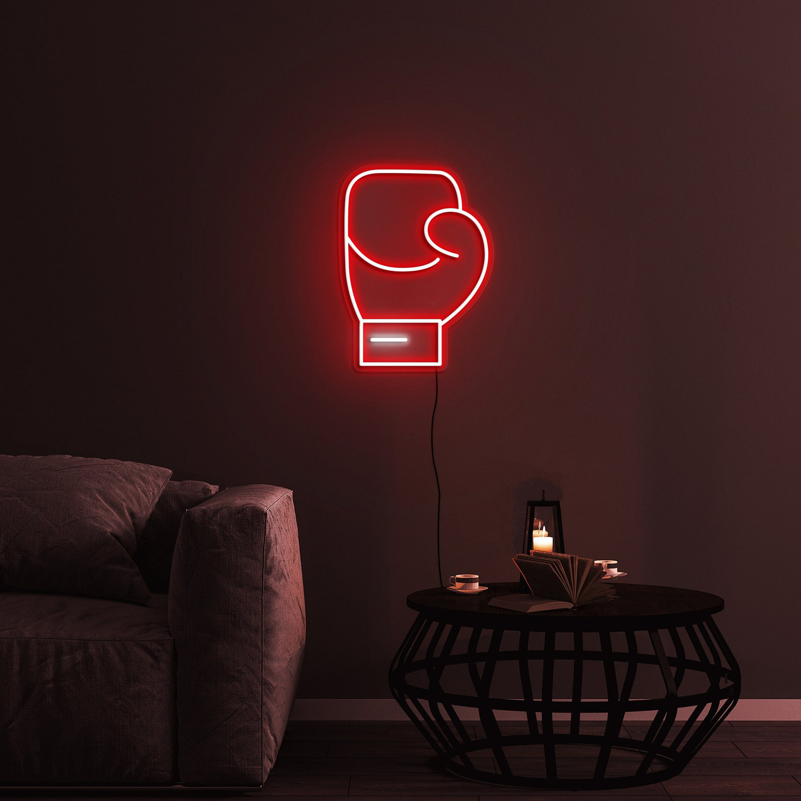 Boxing Glove Neon LED Light Sign, Boxing Glove USB/Switch Gym Wall Decoration Man Cave Decor for Men, Room Decor, Living Room, Neon Sign