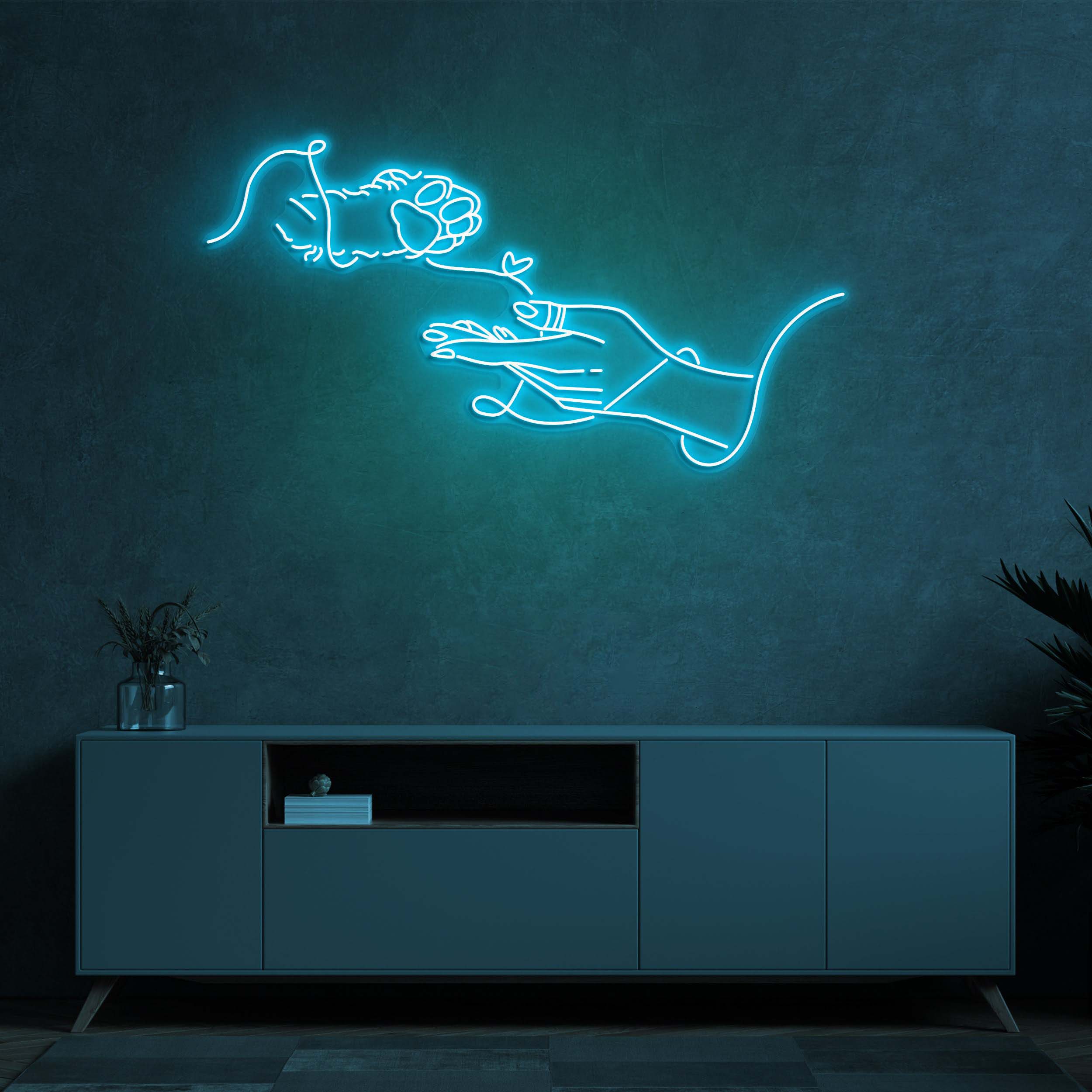 Paw and Hand LED Neon Sign, Kitty Paw and Hand Light, Love Symbol LED Neon Sign, Cat Paw Neon Sign, Pet Lovers decor, LED Neon Wall Art