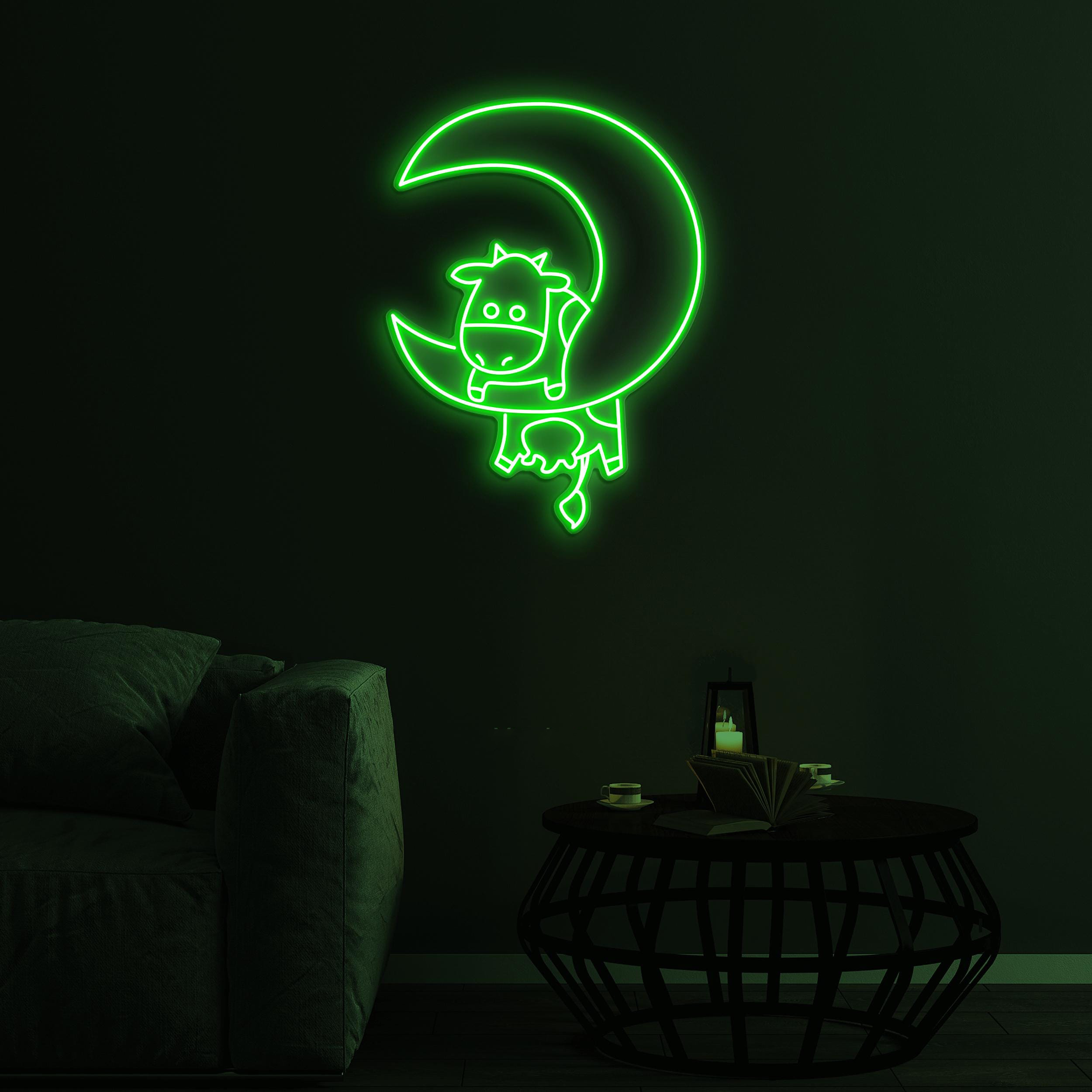 Cow With Moon Neon Sign, Cow on Moon LED Light, Cow Moon Wall Art, Farmer Lover Gifts, Cow Farm Wall Art, Gifts For Kids, Kids Room Decor