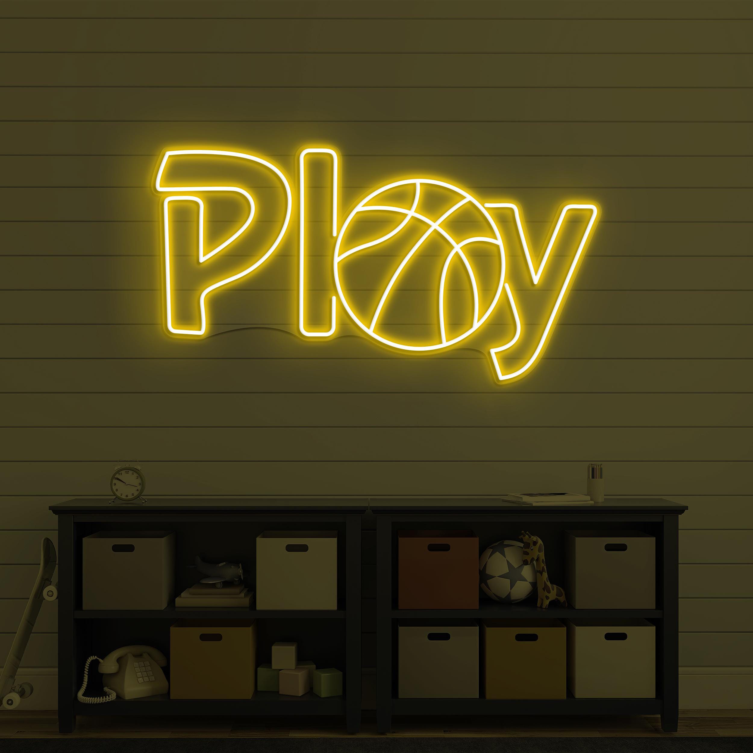 Play Neon Sign, Play LED Light, Basketball Play Wall Decor, Sports Shop Neon Wall Art, Basketball Club Neon Light, Game Room Led Neon Sign