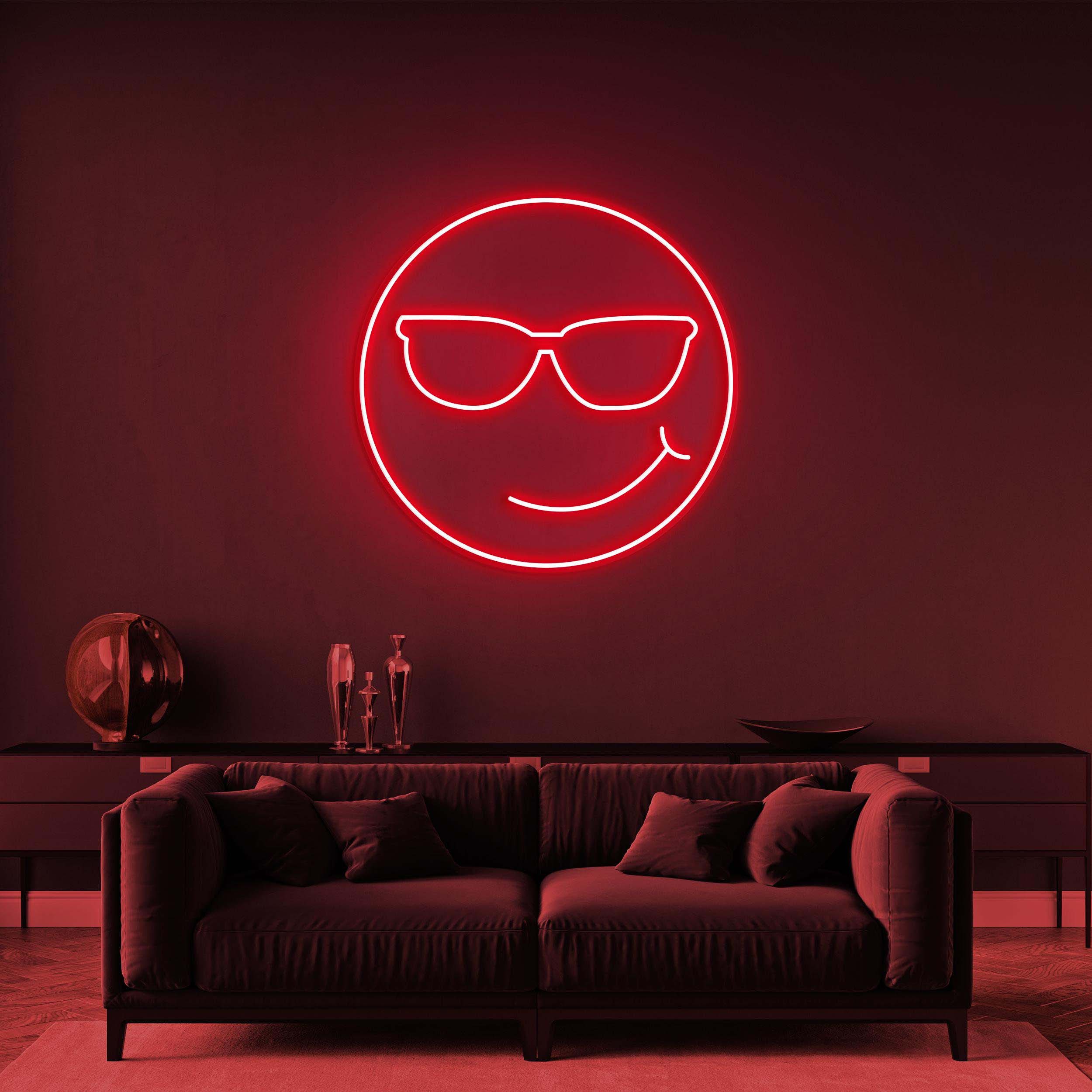 Smiley Face Neon Sign, Smiley Face With Glasses LED Light, Smiley Face LED Neon Art, Decor for Kids Room, Wedding & Birthday Party, Gift