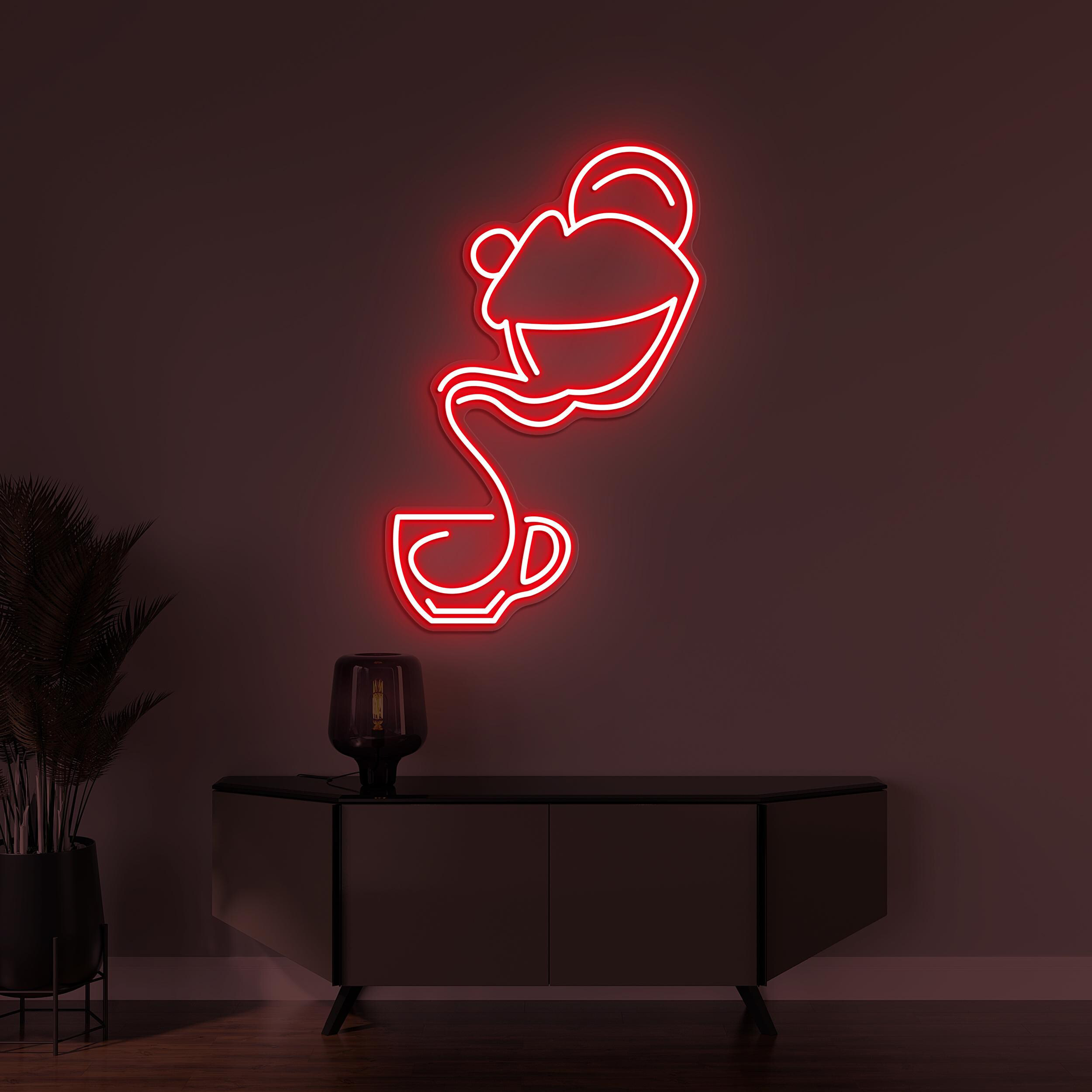 Teapot and Cup Neon Sign, Teapot and Cup LED Light, Tea Wall Decor, Drinking Tea Wall Art, Custom Neon Sign, Tea Cafe Art, Coffee Cafe Light