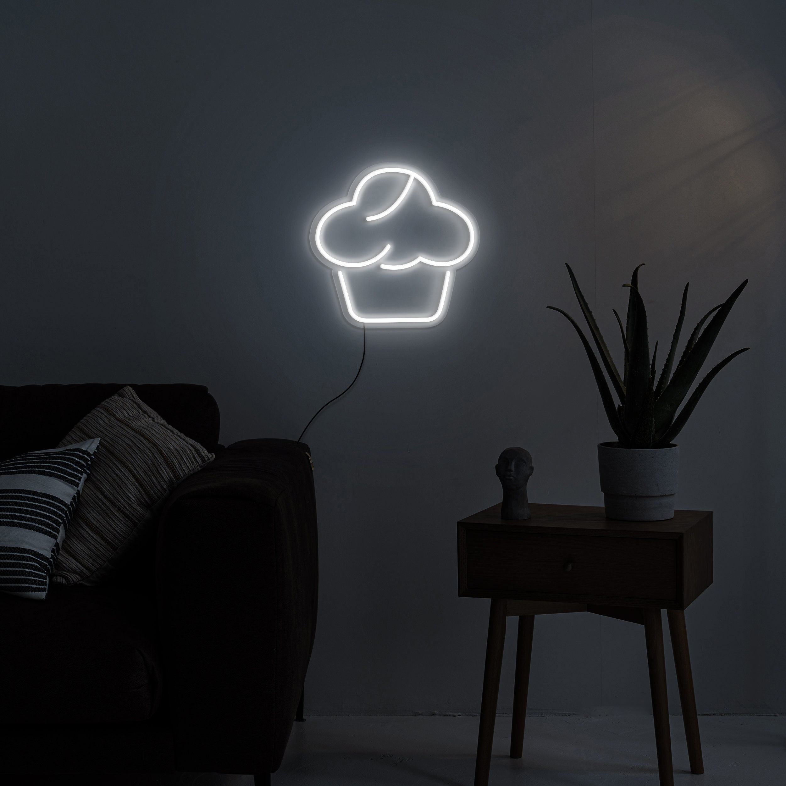 Cupcake Neon Sign LED Lights for Kids Room Decor, Bakery Party Decoration, USB Light Up Wall Sign, Led decor for Bakery, Shop, and Cafe