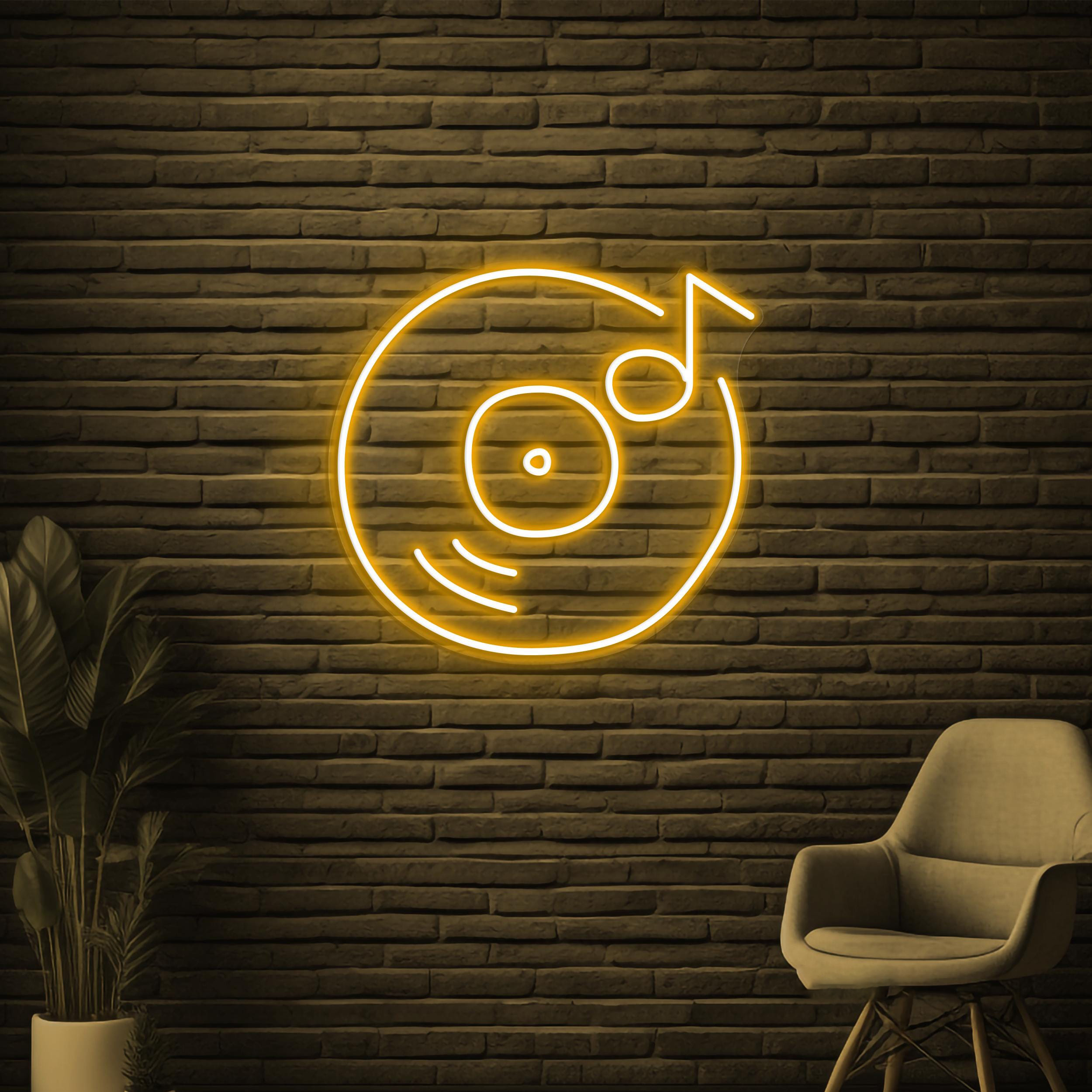 Vinyl Record Neon Sign, Vinyl Record LED Light, Music Records Wall Decor, DJ Neon Sign, Music Studio Wall Art, Bar Nightclub Neon Light