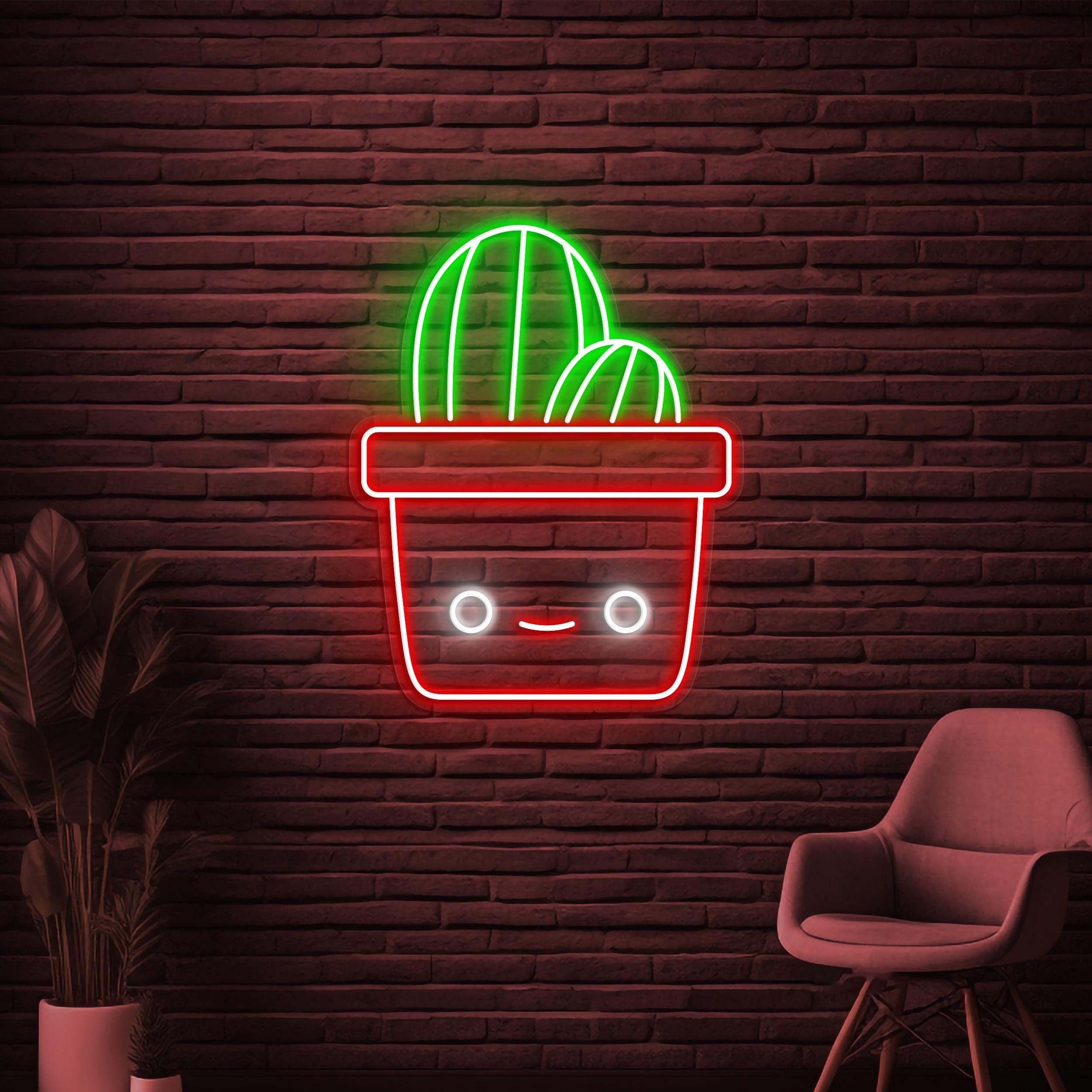 Cactus Neon Sign, Cactus LED Light, Plant Wall Decor, Custom Neon Sign, Cute Cactus Wall Art, Home Wall Art, Kids Room Decor, Plant Shop Art